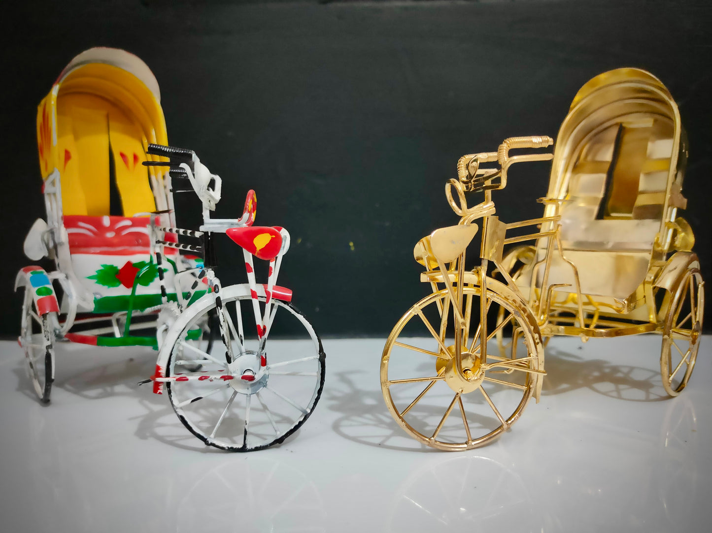 Hand Painted Metal Miniature Rickshaw