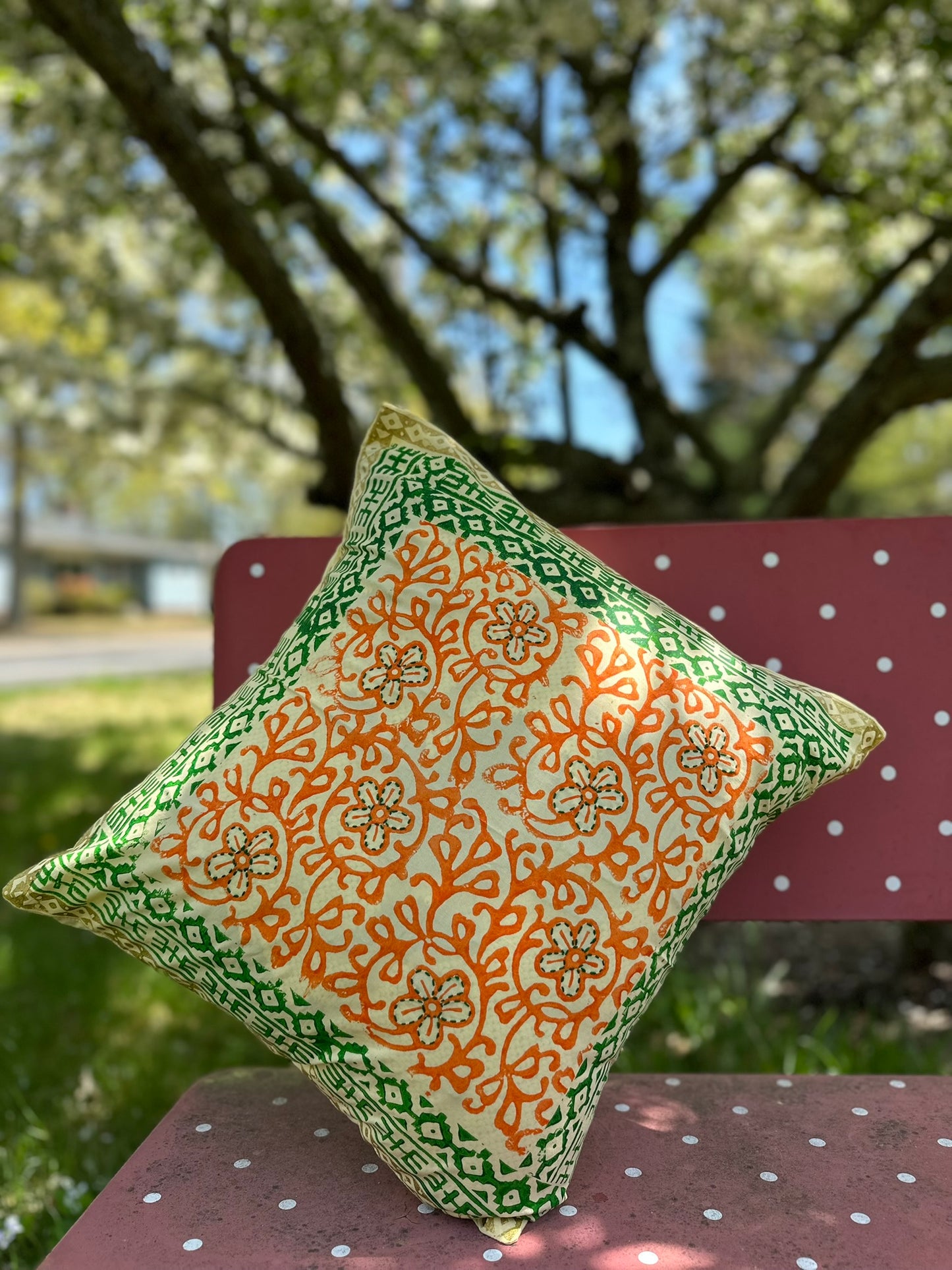 Hand block & Hand Embroidery Cushion Cover