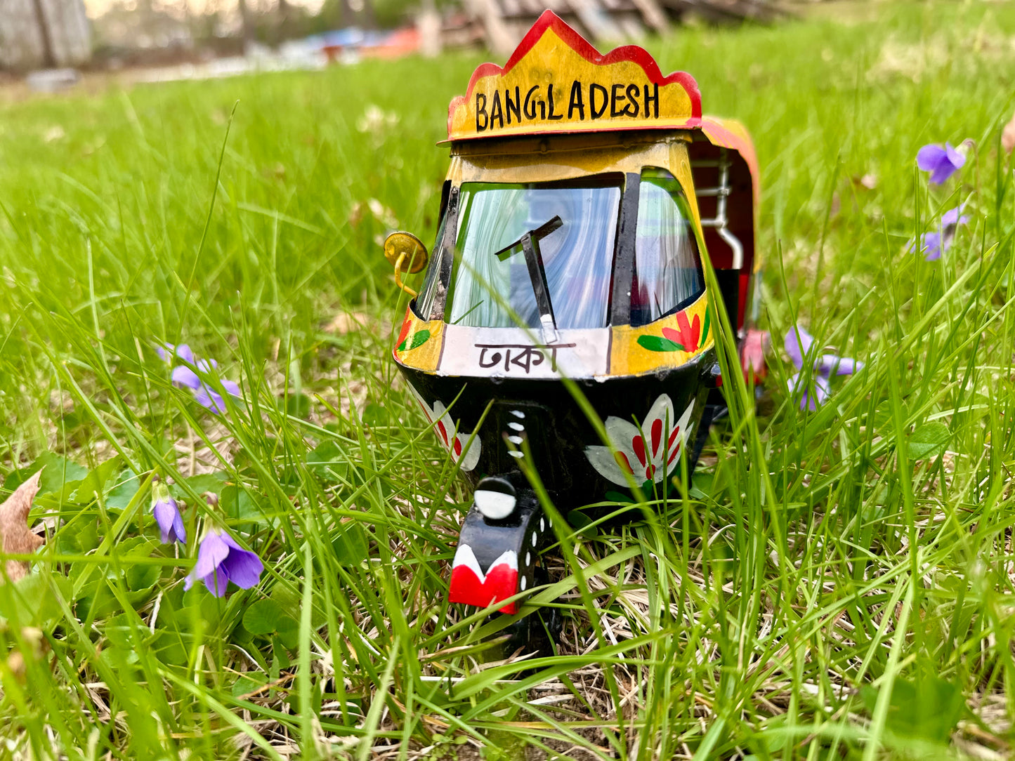 Hand Painted Metal Miniature Baby Taxi