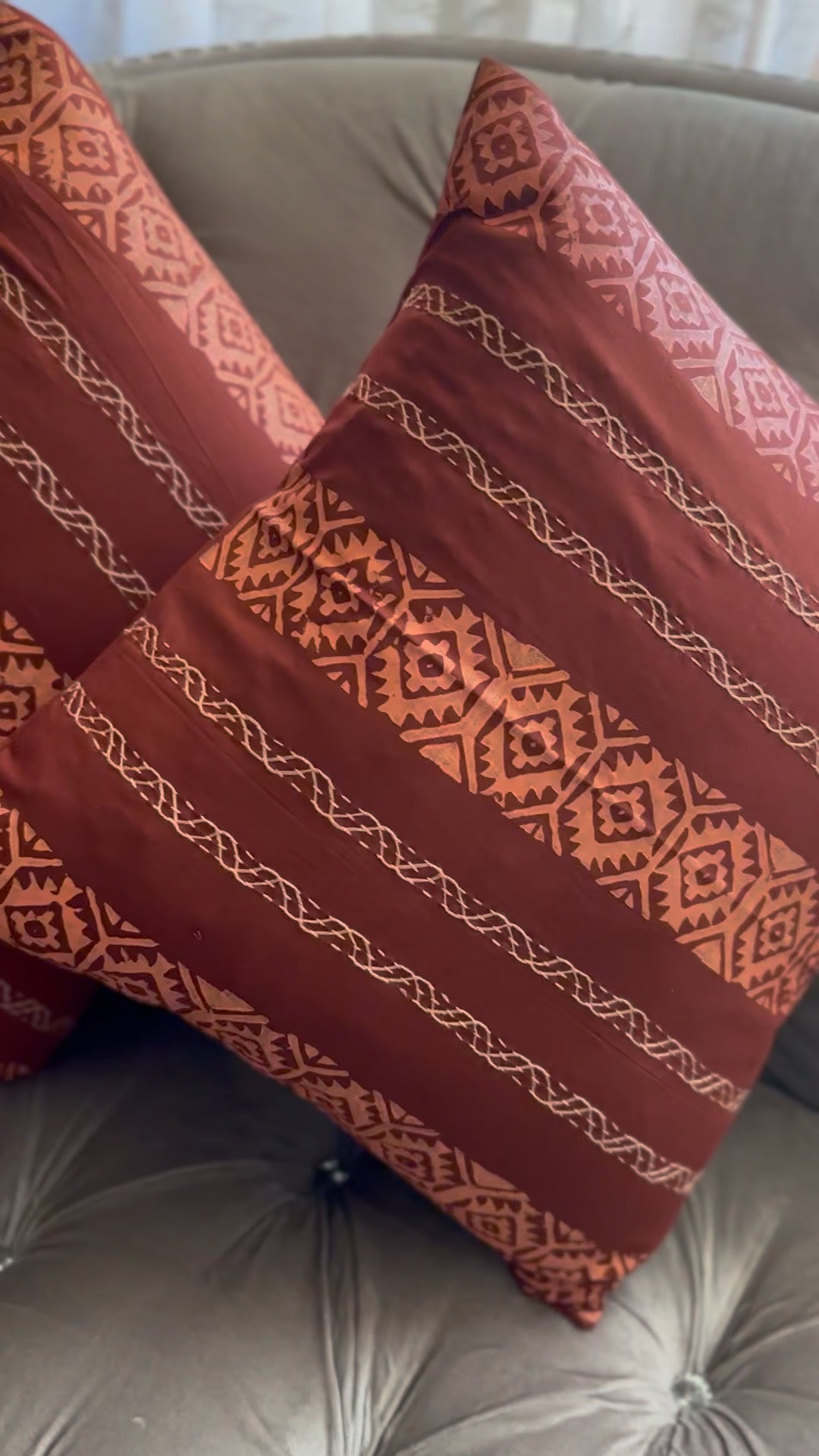 Hand block & Hand Embroidery Cushion Cover