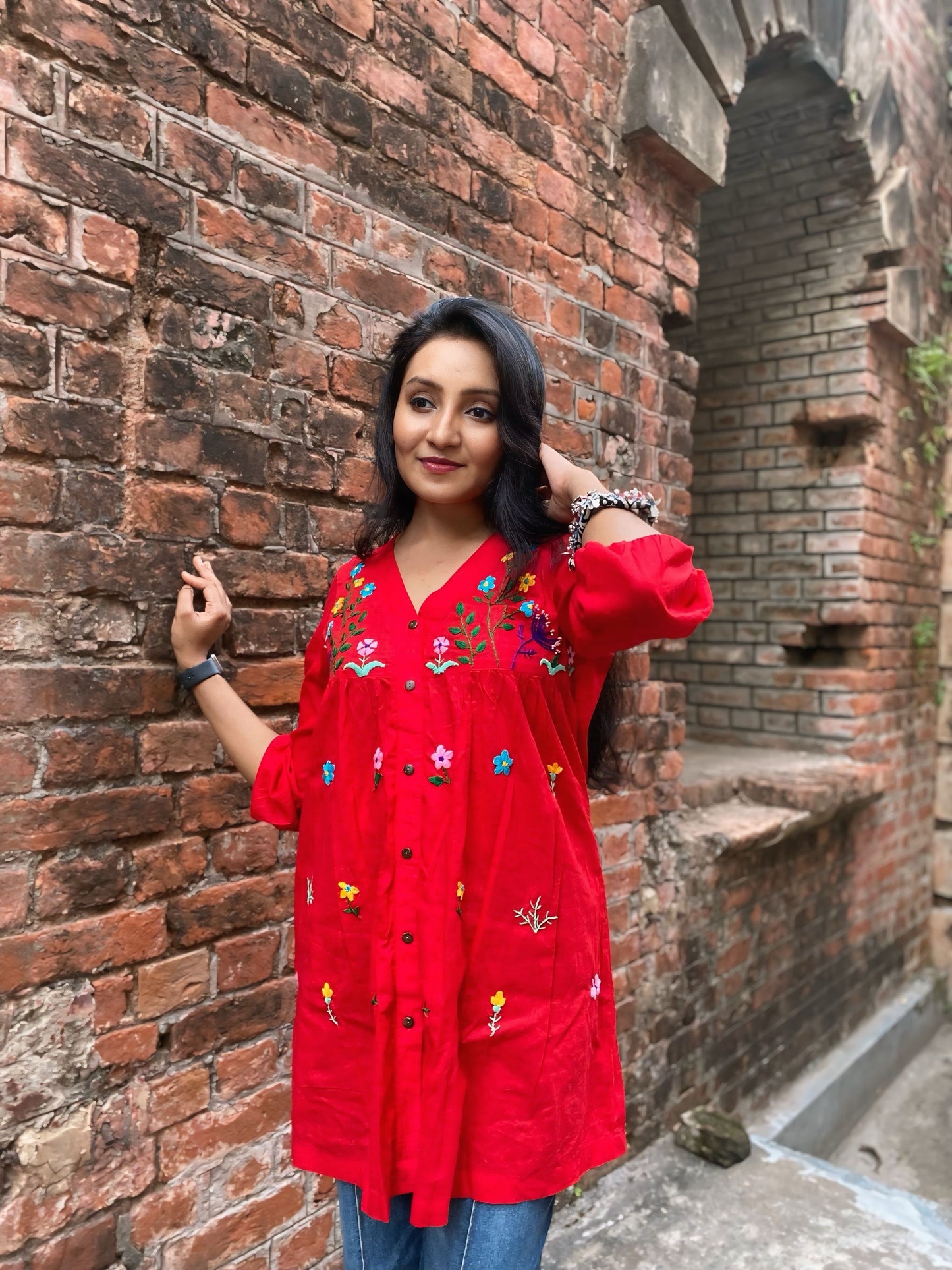 Phool (Flower) - Hand Embroider Ethnic Tunic Top