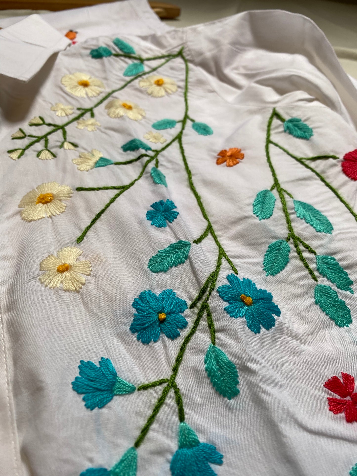 Alpona - Pure Cotton Hand Embroider Crop Shirt
