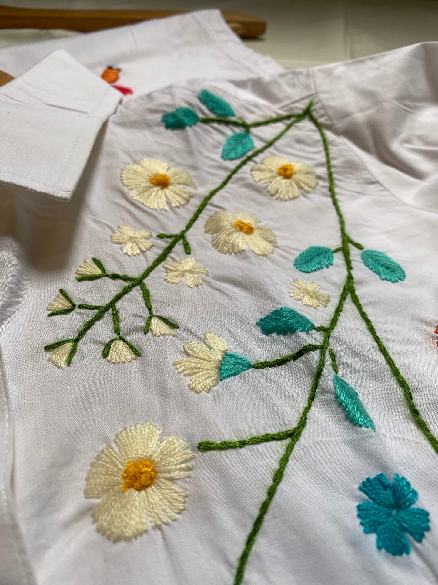 Alpona - Pure Cotton Hand Embroider Crop Shirt
