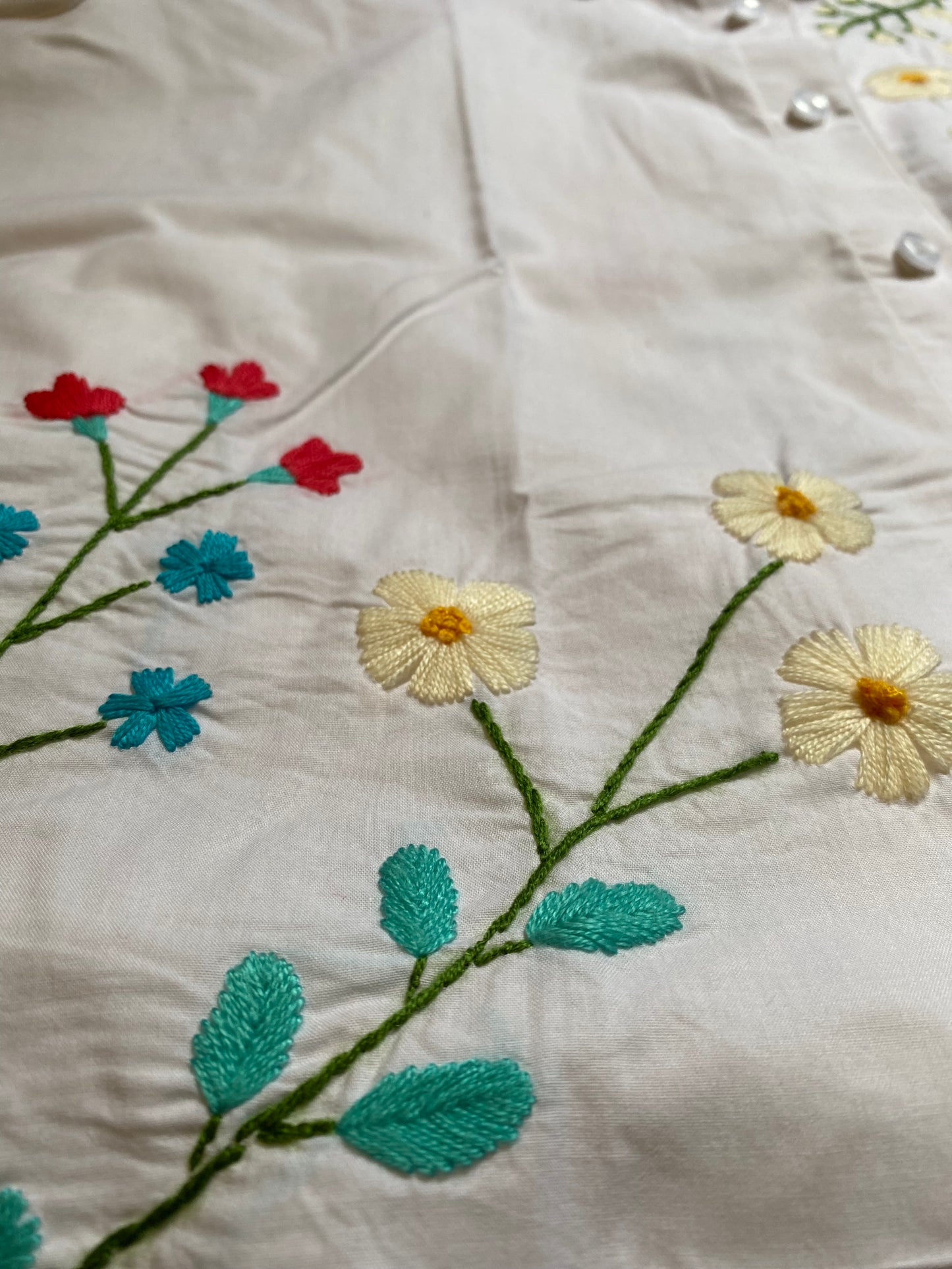 Alpona - Pure Cotton Hand Embroider Crop Shirt