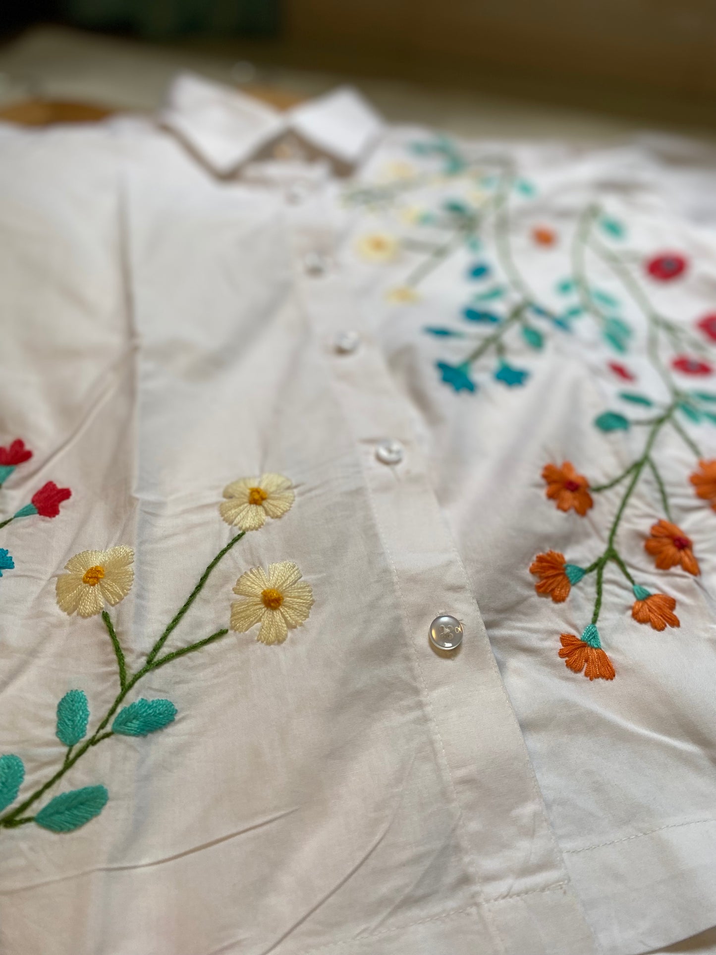 Alpona - Pure Cotton Hand Embroider Crop Shirt