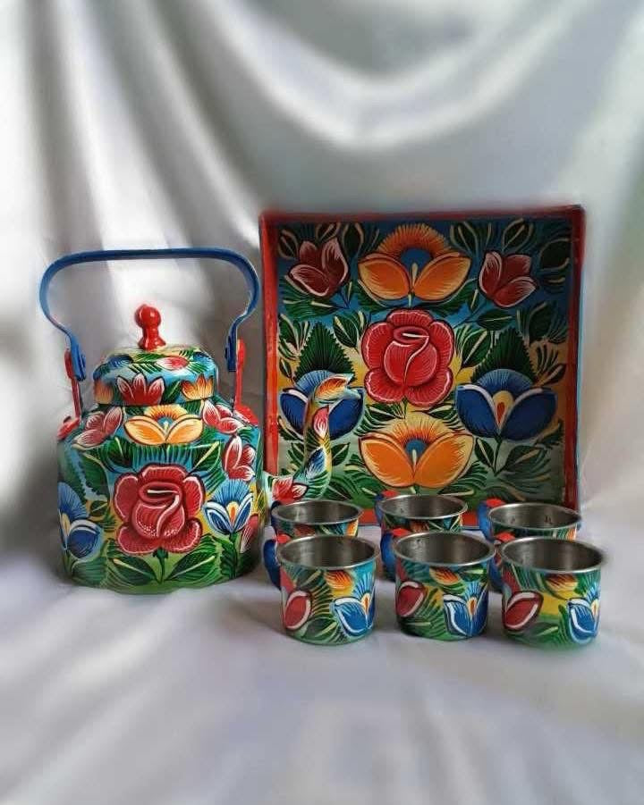 Chai Lover - Rickshaw HandPaint Steel Tea Set V1