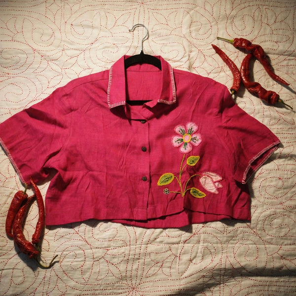 Phool - Applique cropped Shirt