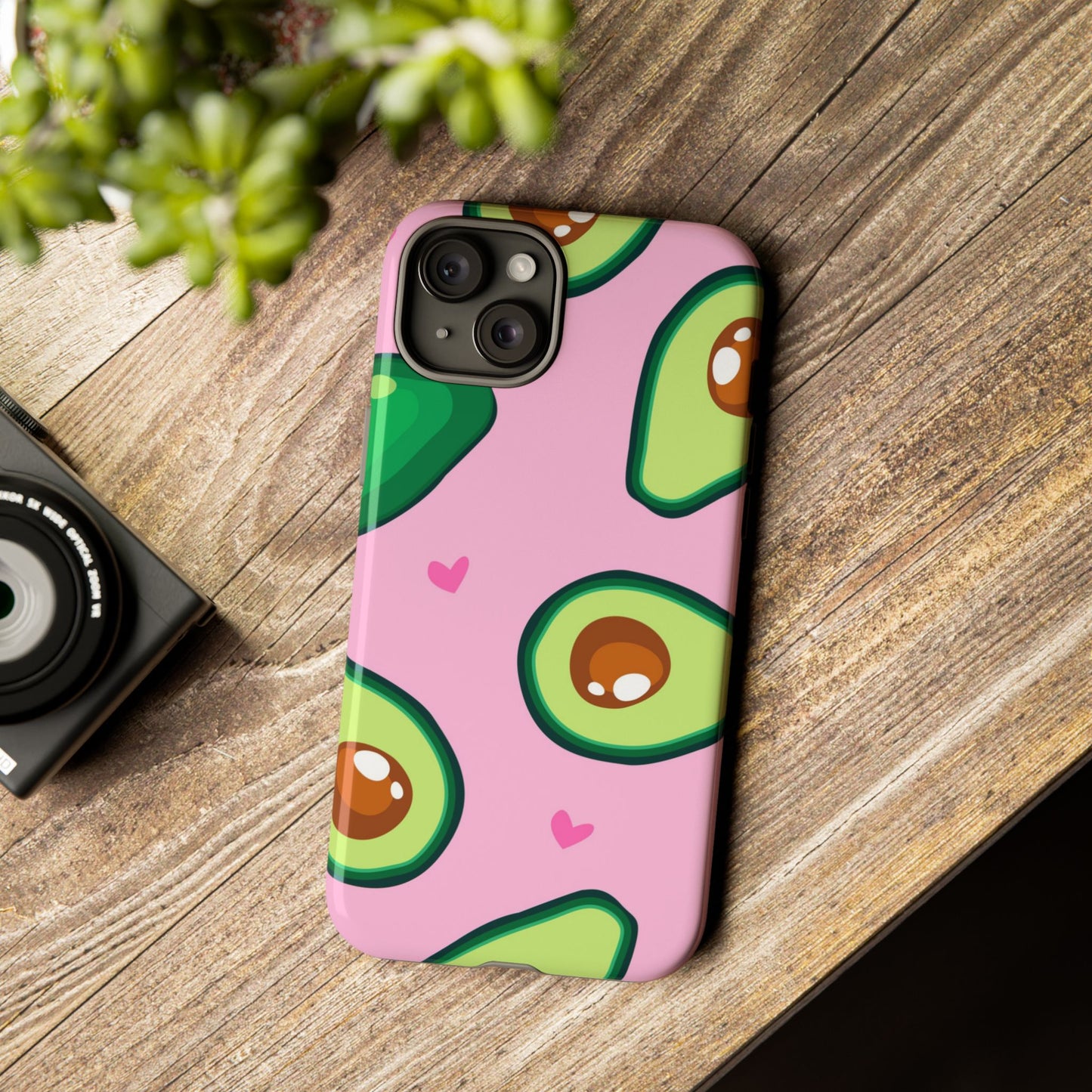 Cute Avocado Phone Case - Tough Cases with Pink Background for Food Lovers