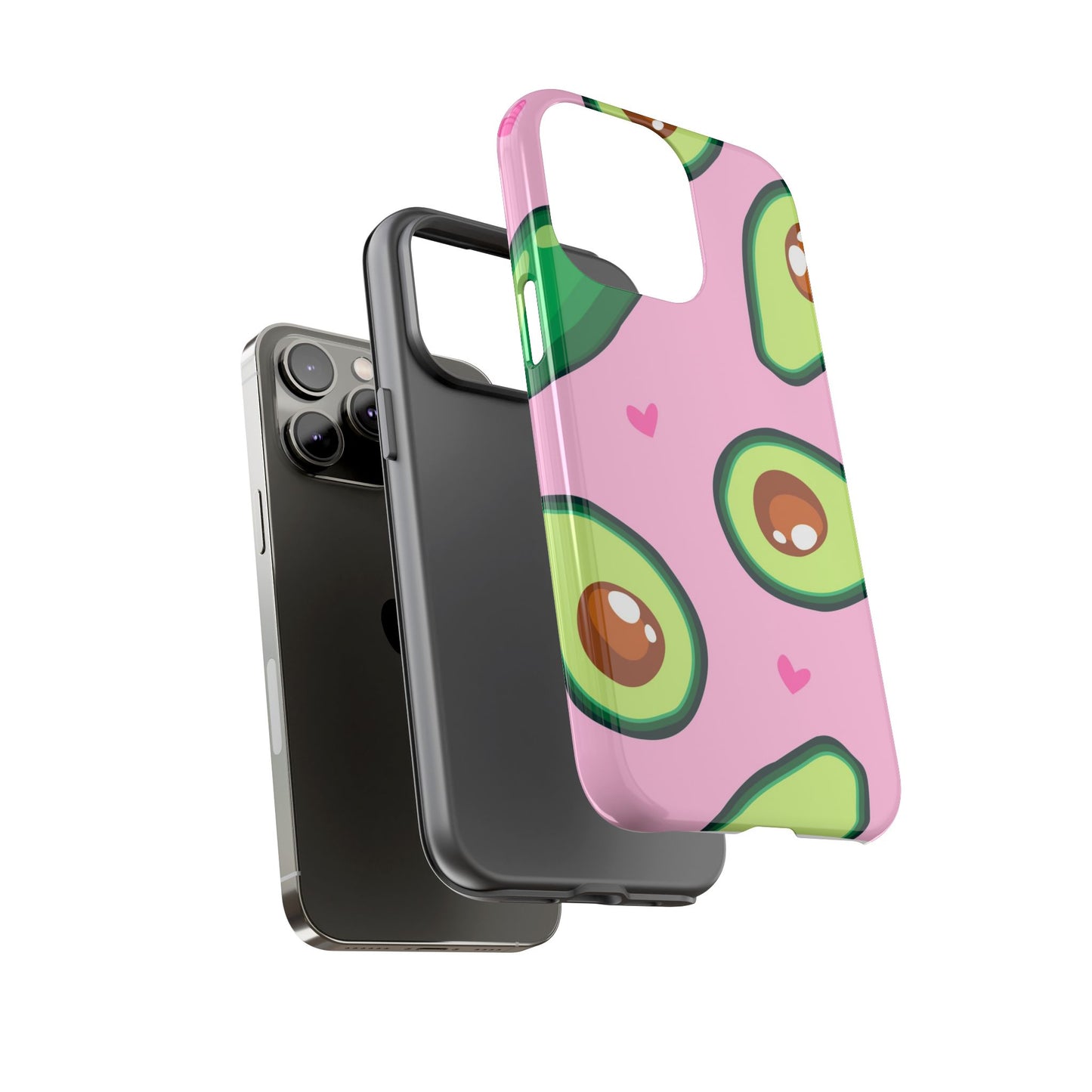 Cute Avocado Phone Case - Tough Cases with Pink Background for Food Lovers