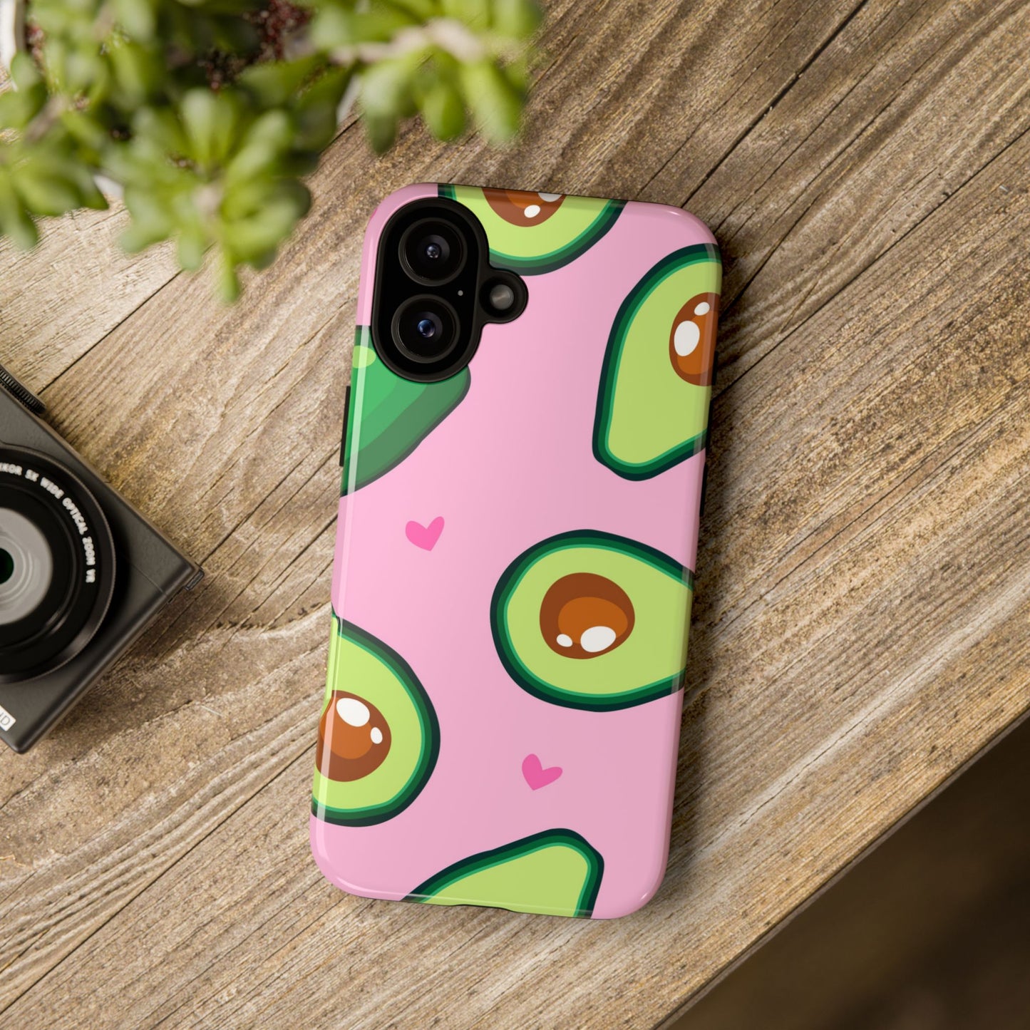 Cute Avocado Phone Case - Tough Cases with Pink Background for Food Lovers