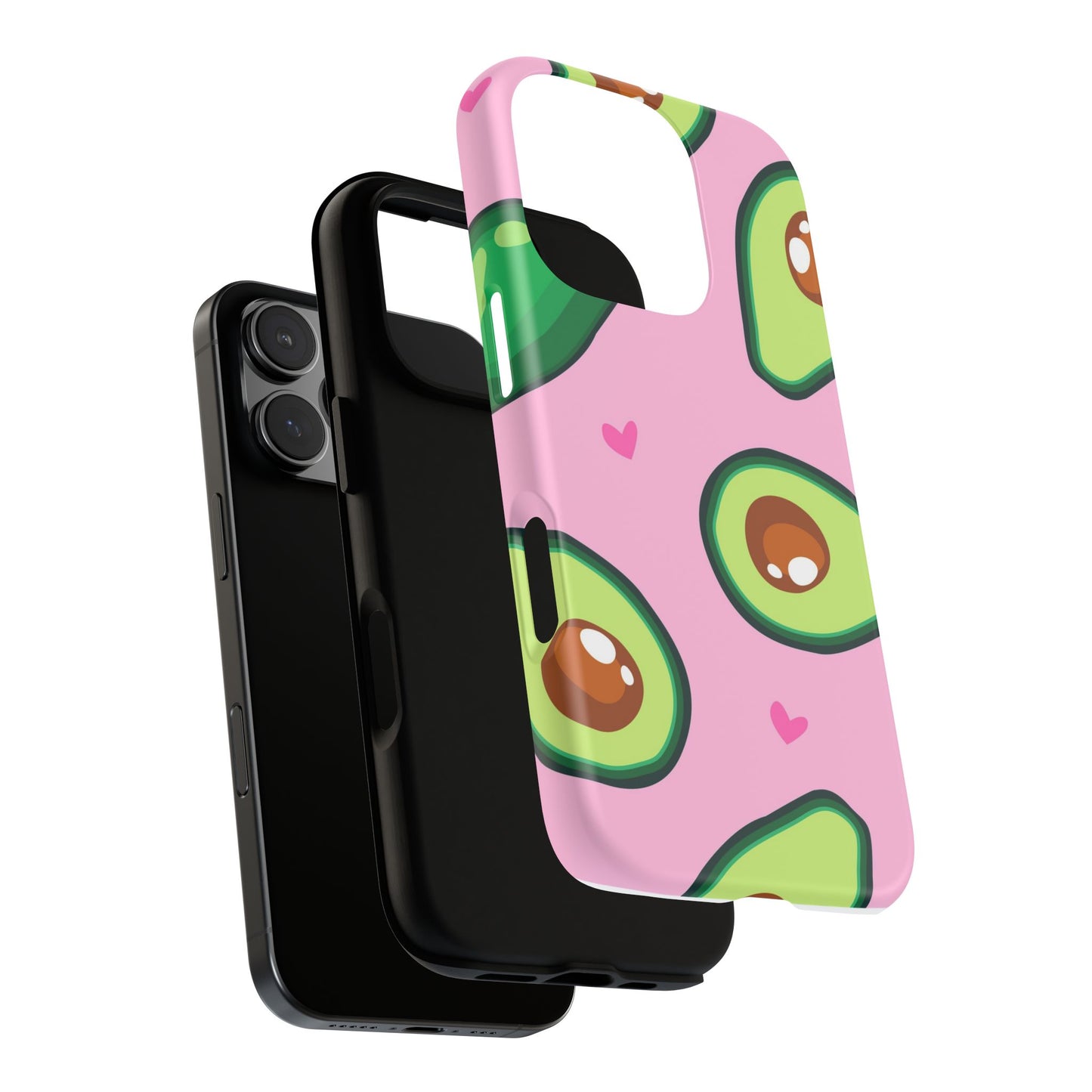 Cute Avocado Phone Case - Tough Cases with Pink Background for Food Lovers