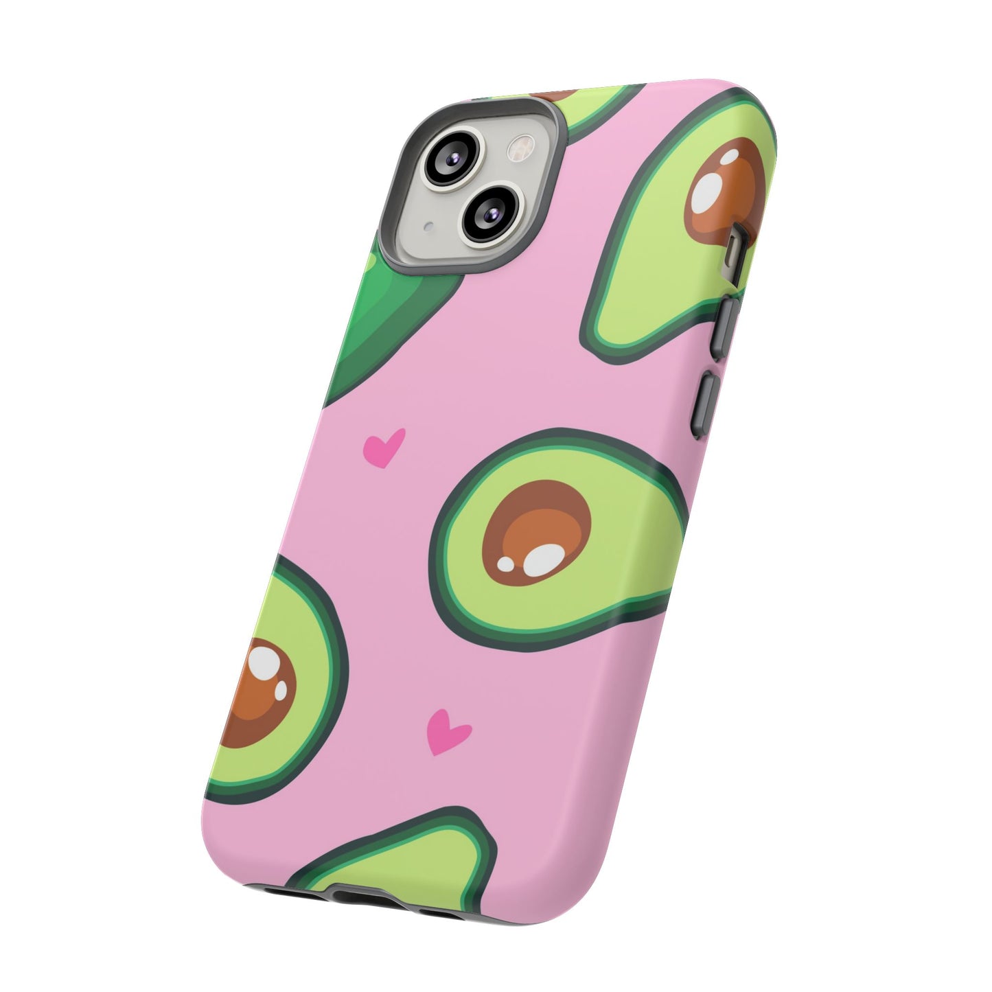 Cute Avocado Phone Case - Tough Cases with Pink Background for Food Lovers