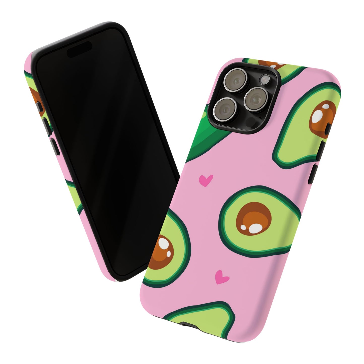 Cute Avocado Phone Case - Tough Cases with Pink Background for Food Lovers