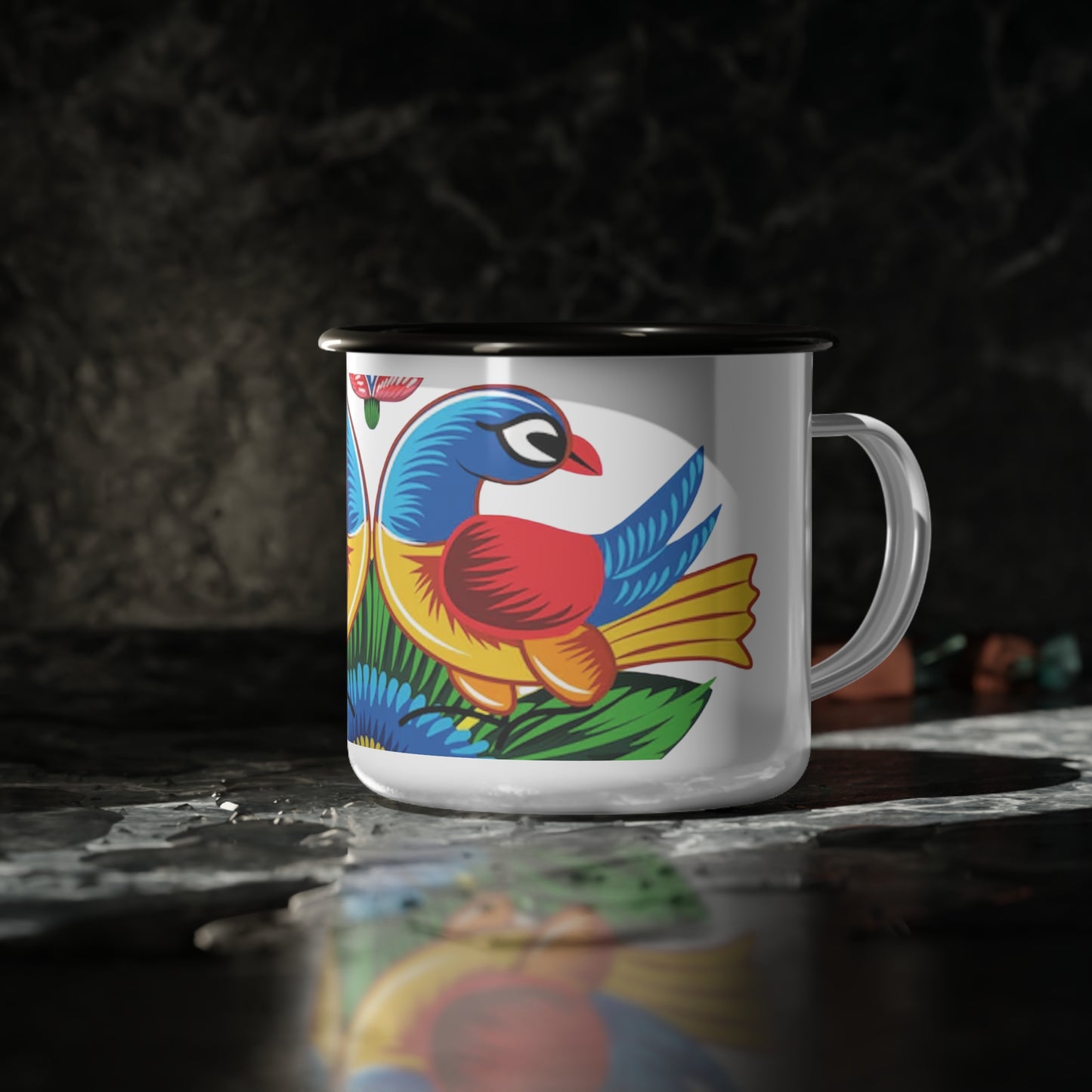 Vibrant Bird Enamel Camp Cup