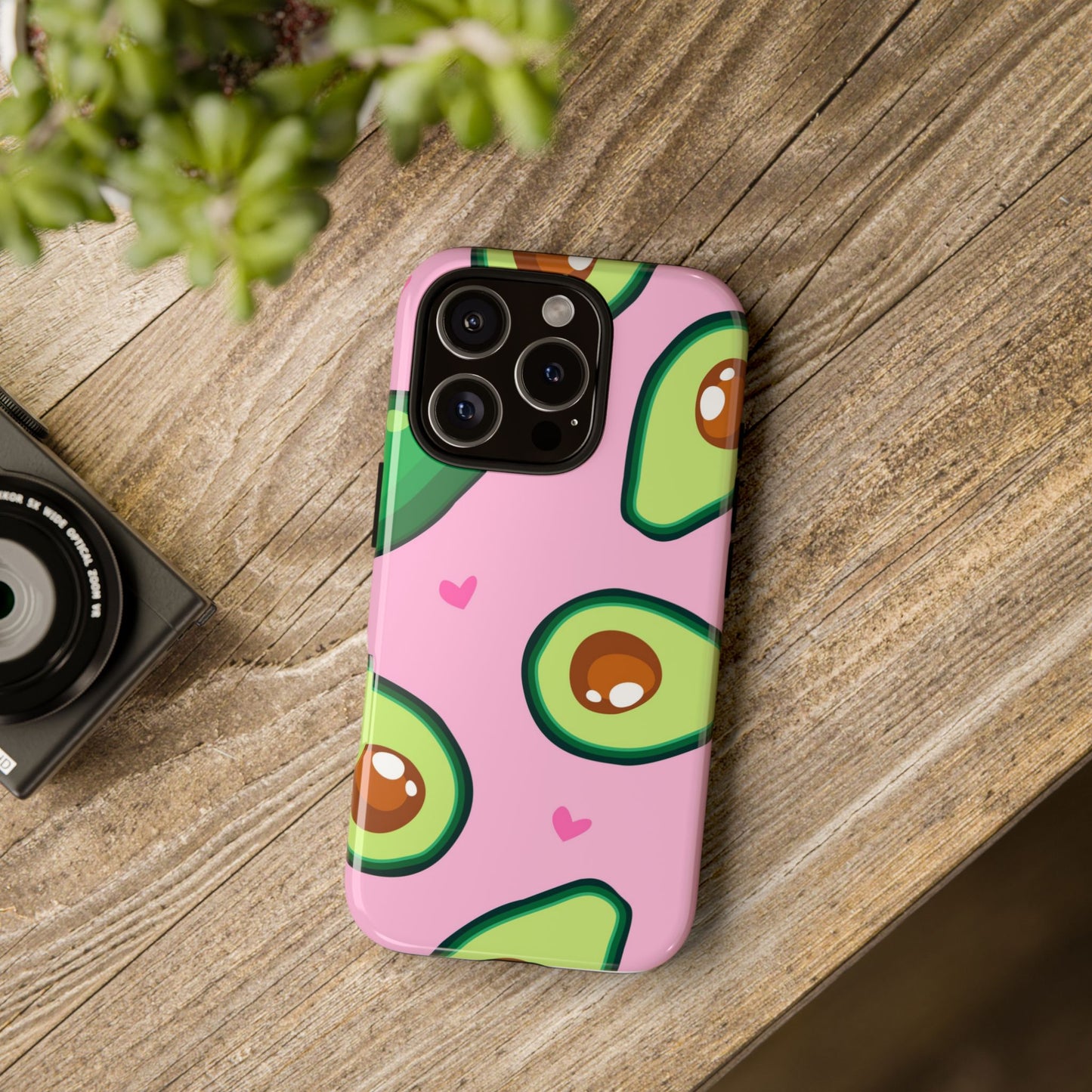 Cute Avocado Phone Case - Tough Cases with Pink Background for Food Lovers