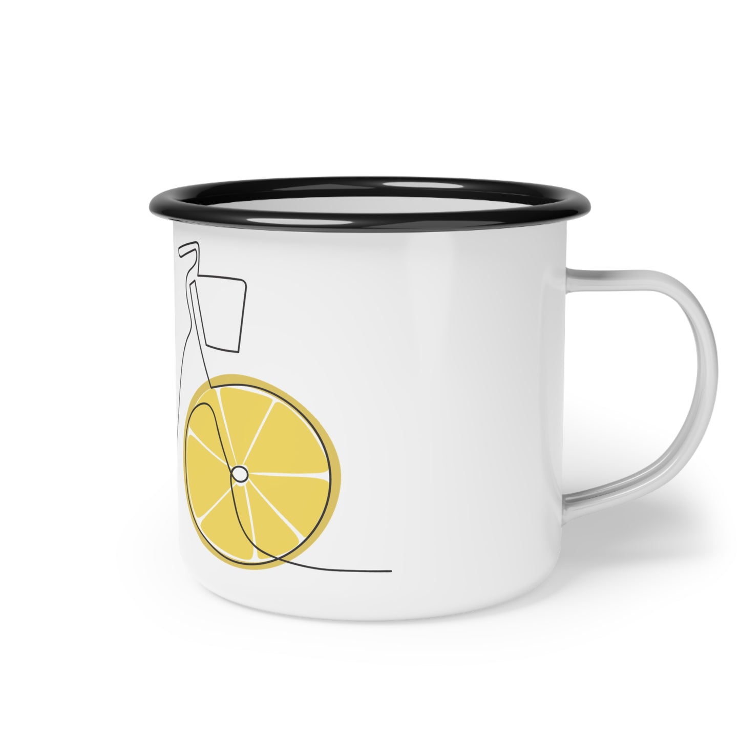 Retro Lemon Bicycle Enamel Camp Cup