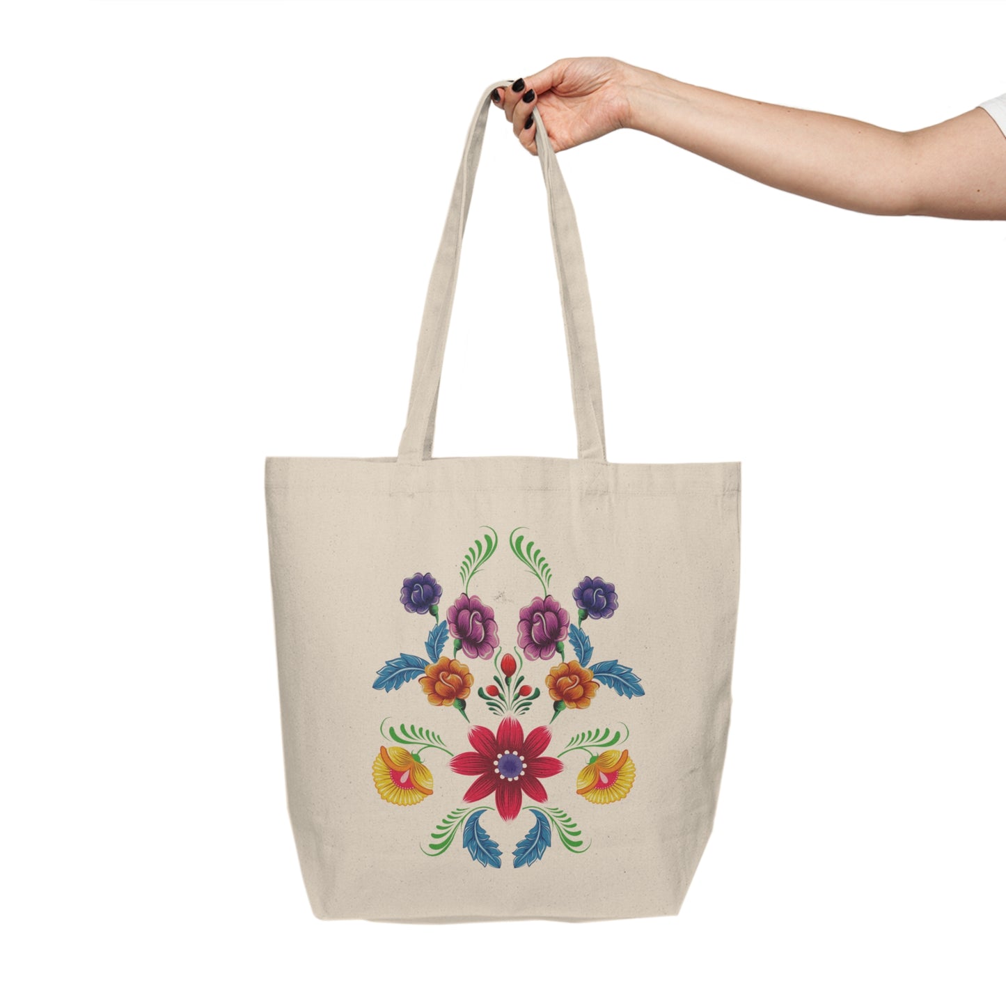 Vibrant Floral Canvas Shopping Tote - Eco-Friendly & Stylish