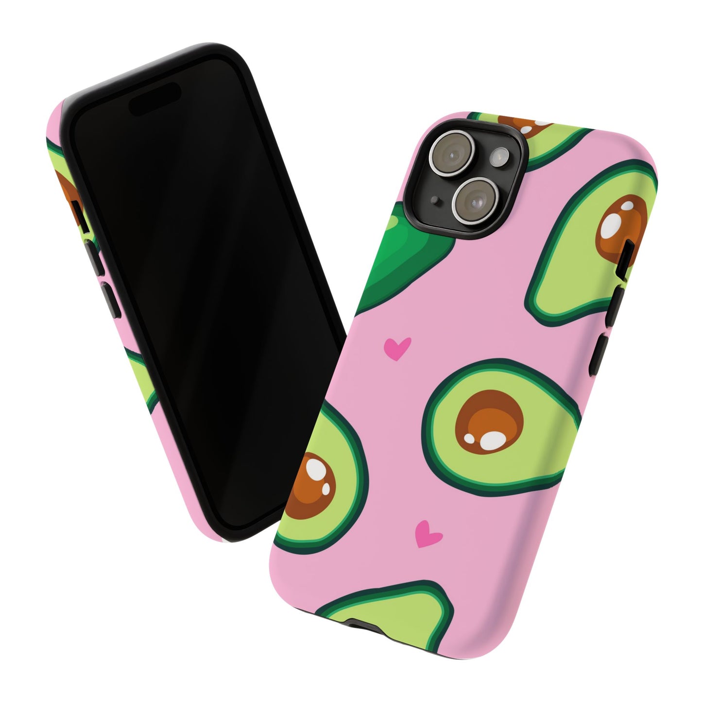 Cute Avocado Phone Case - Tough Cases with Pink Background for Food Lovers