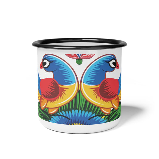 Vibrant Bird Enamel Camp Cup