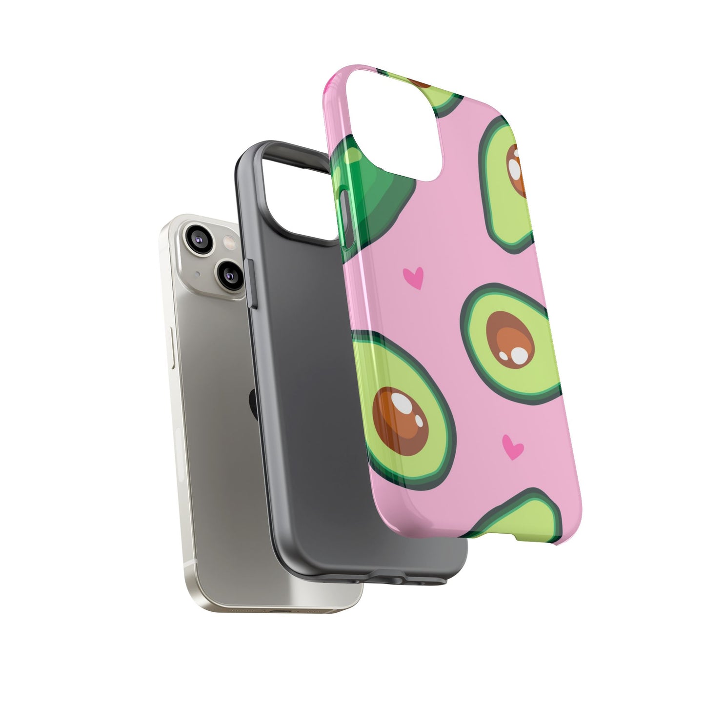 Cute Avocado Phone Case - Tough Cases with Pink Background for Food Lovers