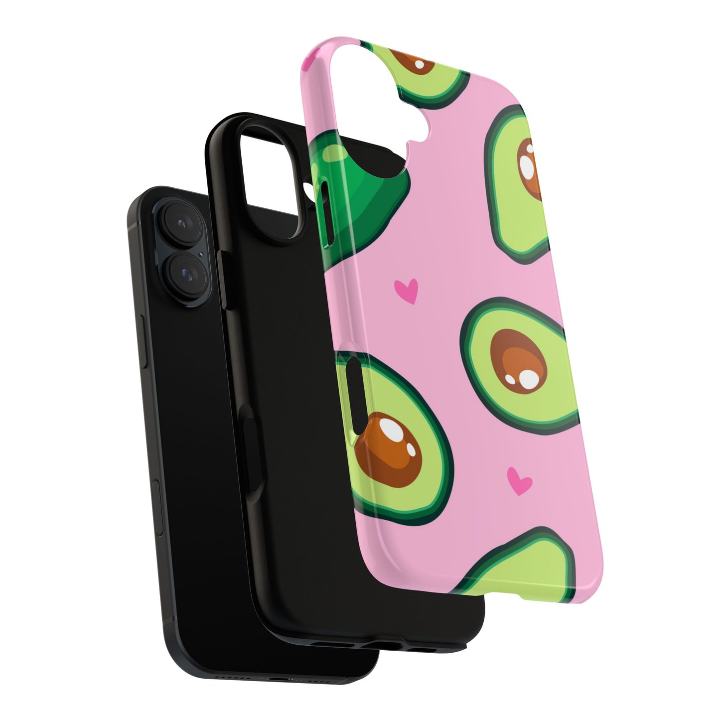 Cute Avocado Phone Case - Tough Cases with Pink Background for Food Lovers