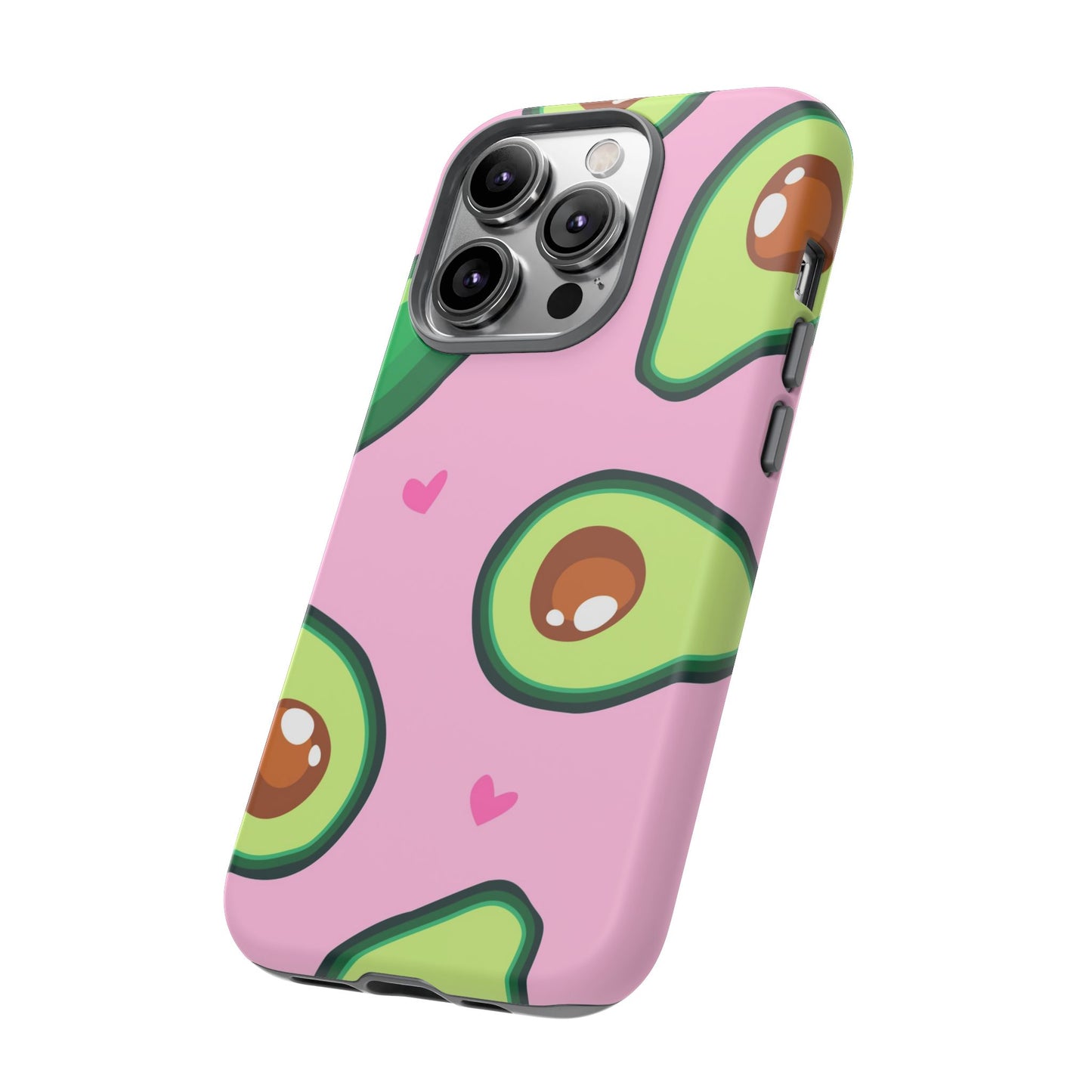 Cute Avocado Phone Case - Tough Cases with Pink Background for Food Lovers