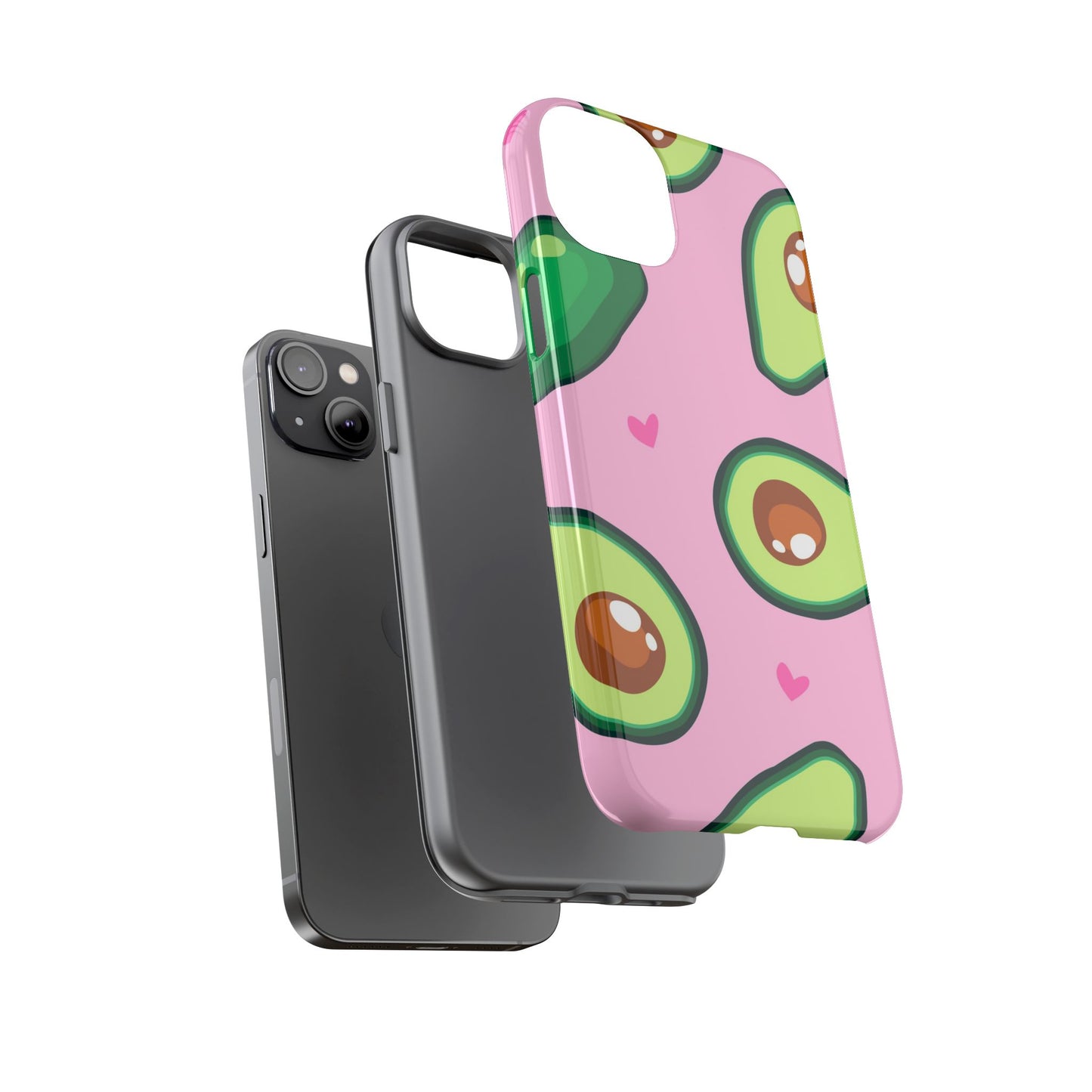 Cute Avocado Phone Case - Tough Cases with Pink Background for Food Lovers