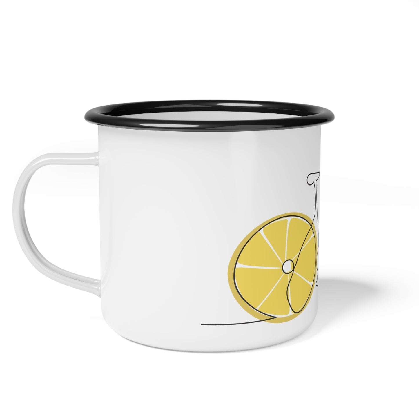 Retro Lemon Bicycle Enamel Camp Cup