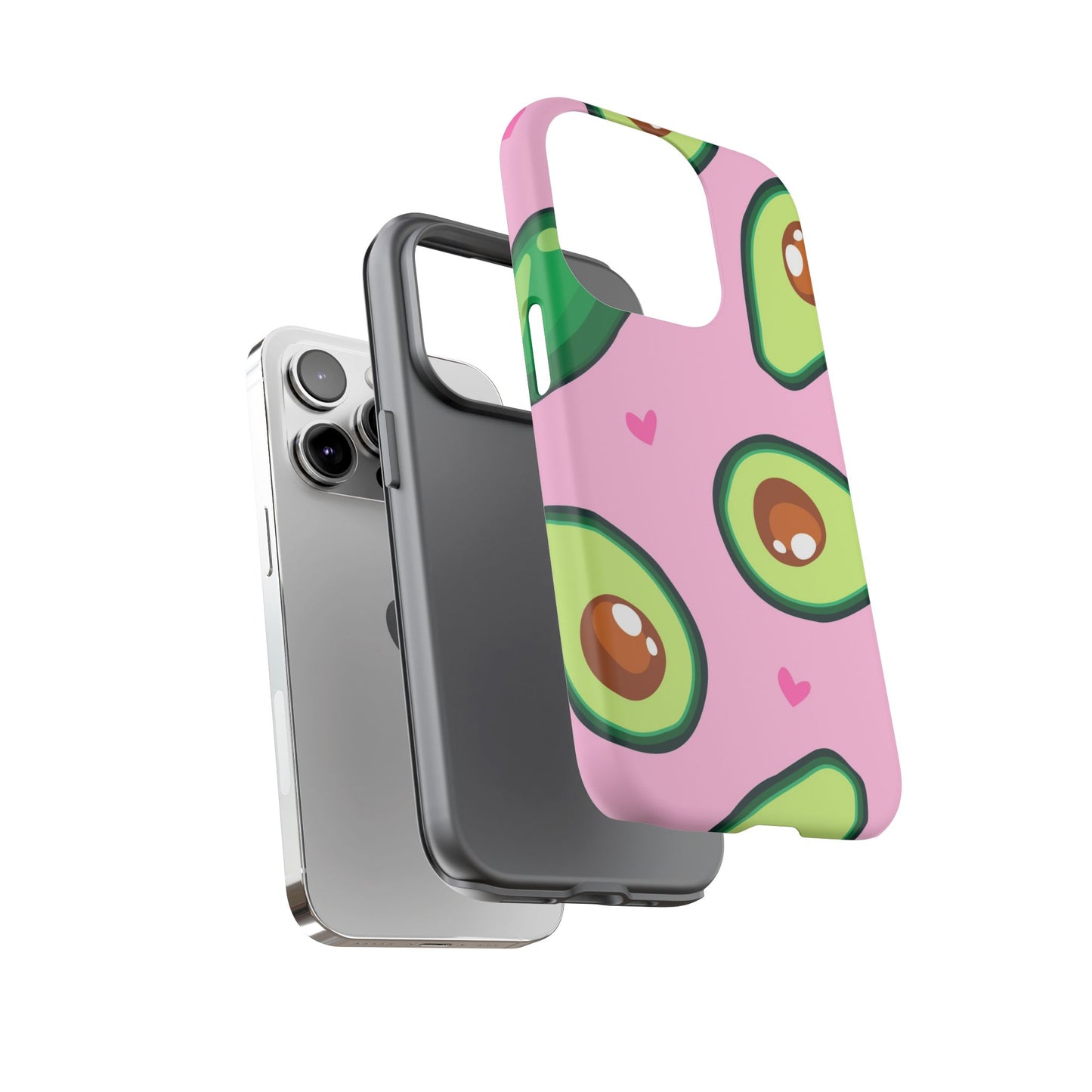 Cute Avocado Phone Case - Tough Cases with Pink Background for Food Lovers