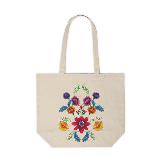 Vibrant Floral Canvas Shopping Tote - Eco-Friendly & Stylish