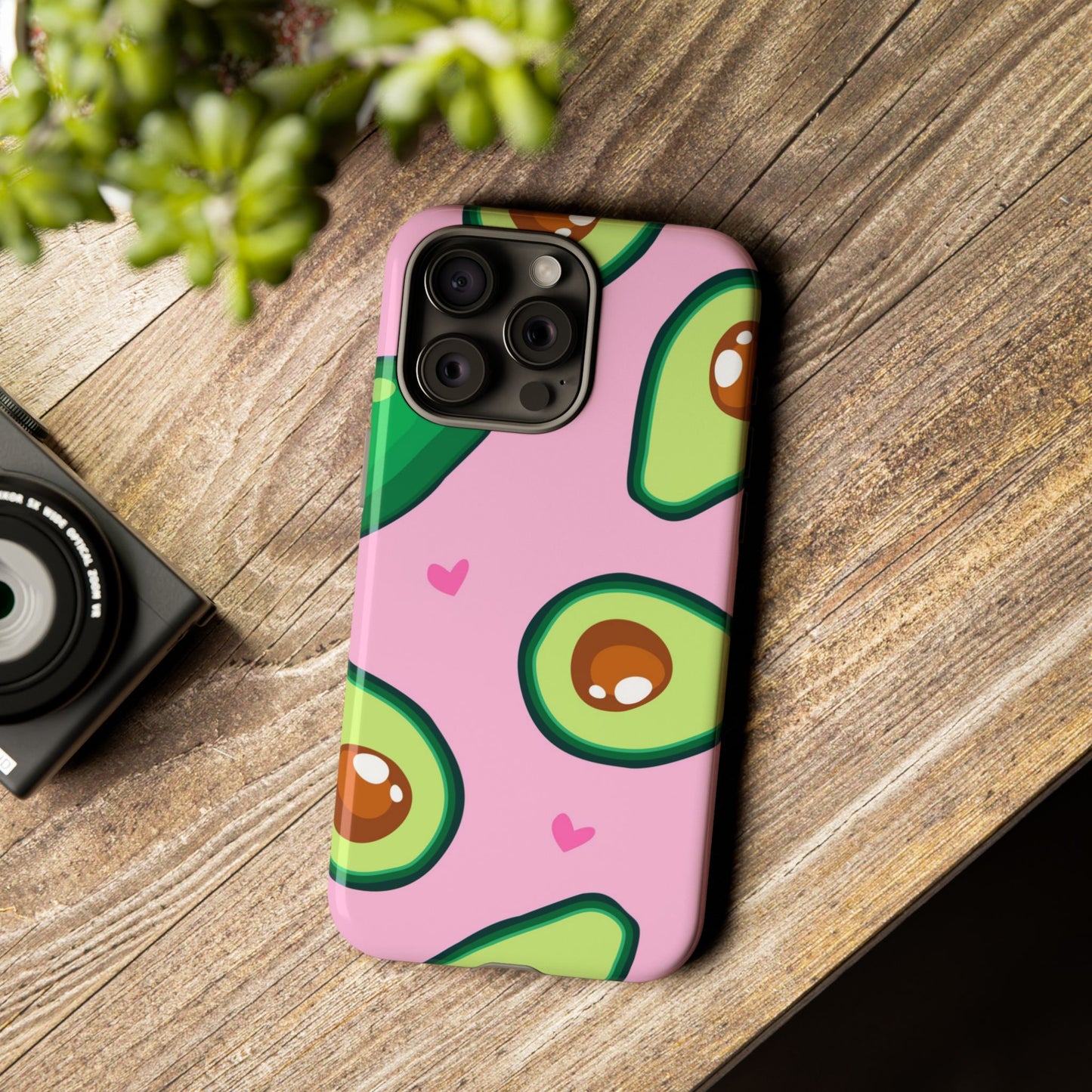 Cute Avocado Phone Case - Tough Cases with Pink Background for Food Lovers