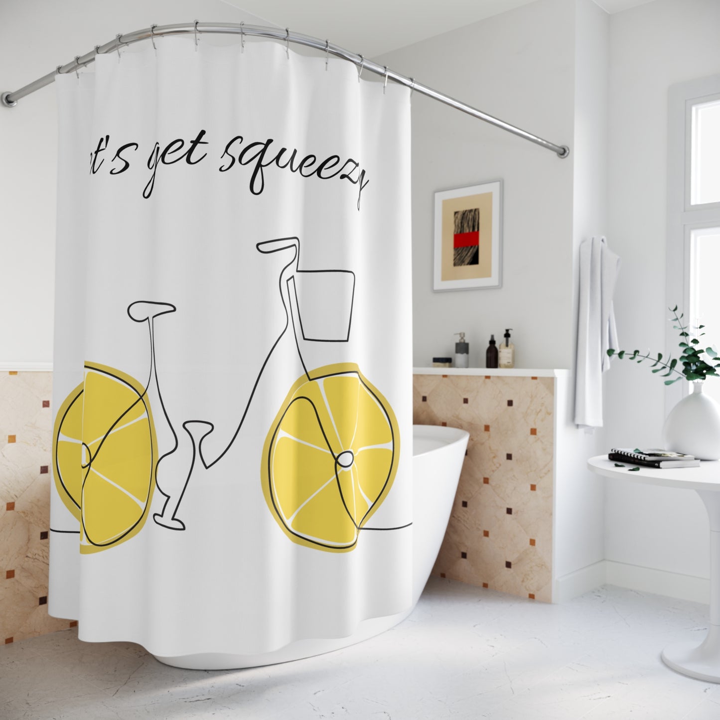 Let’s Get Squeezy Citrus Bicycle Shower Curtain