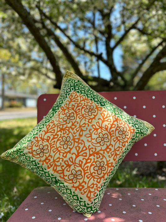 Hand block & Hand Embroidery Cushion Cover