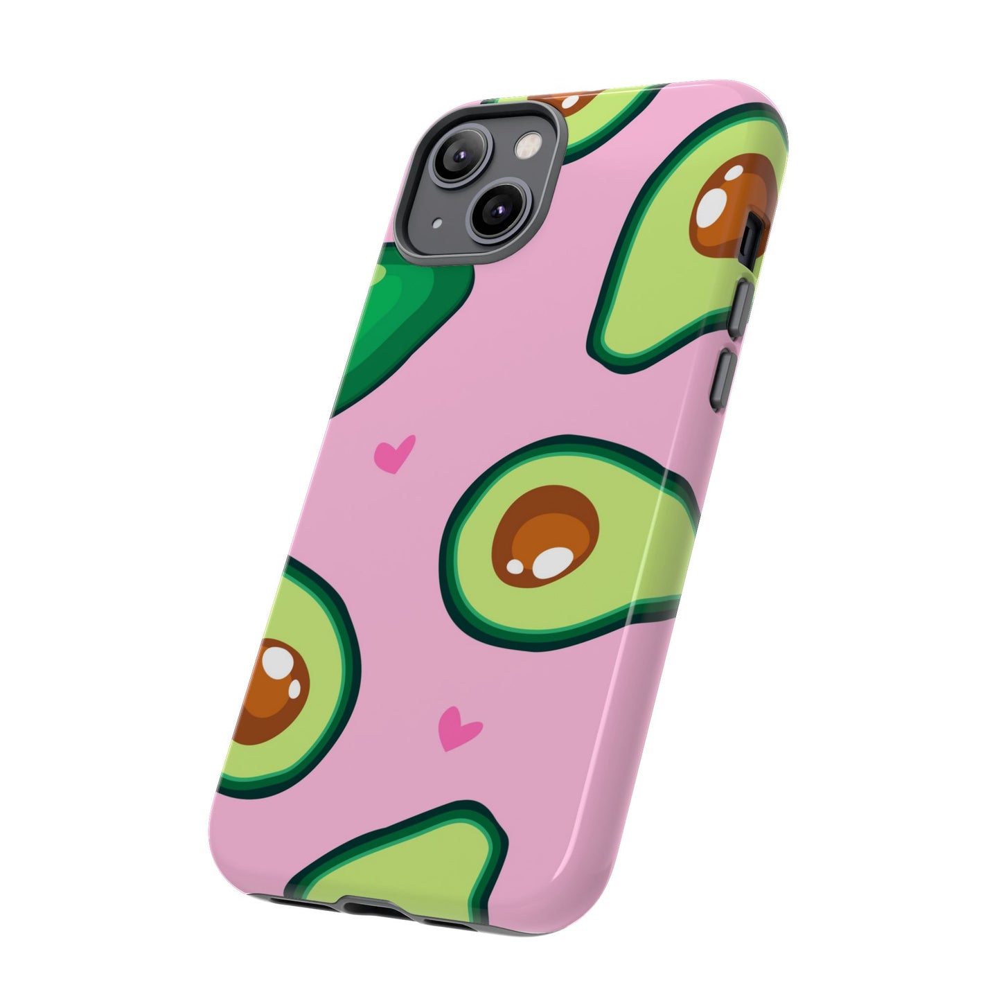 Cute Avocado Phone Case - Tough Cases with Pink Background for Food Lovers