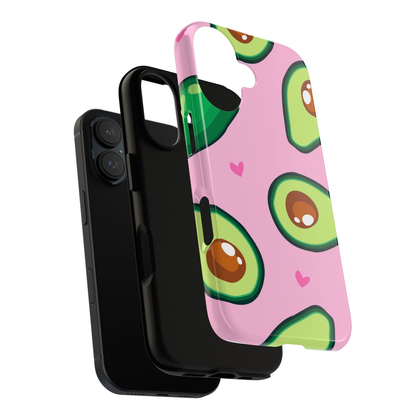 Cute Avocado Phone Case - Tough Cases with Pink Background for Food Lovers