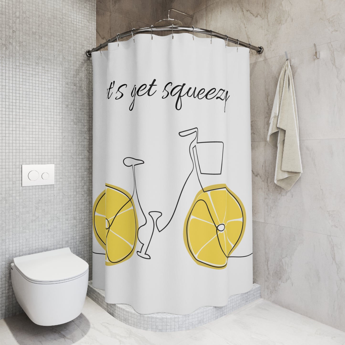 Let’s Get Squeezy Citrus Bicycle Shower Curtain