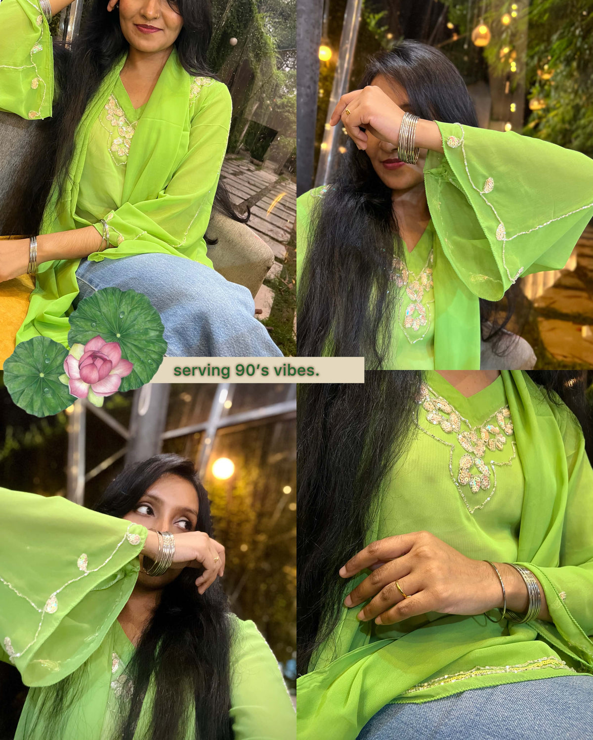Bipasha - Hand-Embroidered & Hand-Beaded 90s Top with Dupatta
