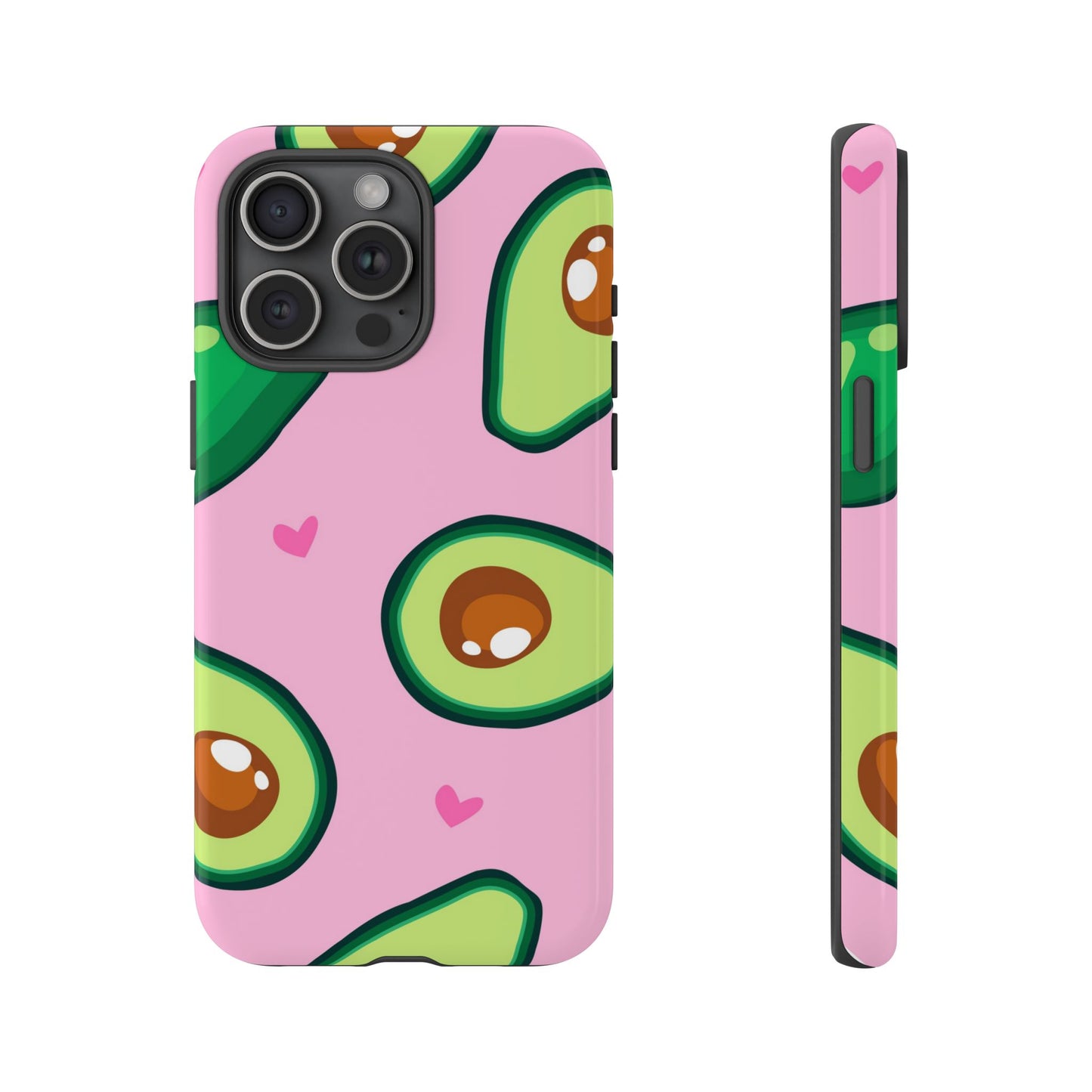 Cute Avocado Phone Case - Tough Cases with Pink Background for Food Lovers