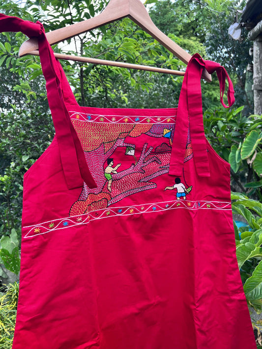 Guddi - Hand-Embroidered Kantha Stitch Dress