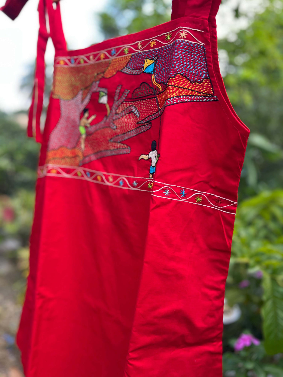 Guddi - Hand-Embroidered Kantha Stitch Dress