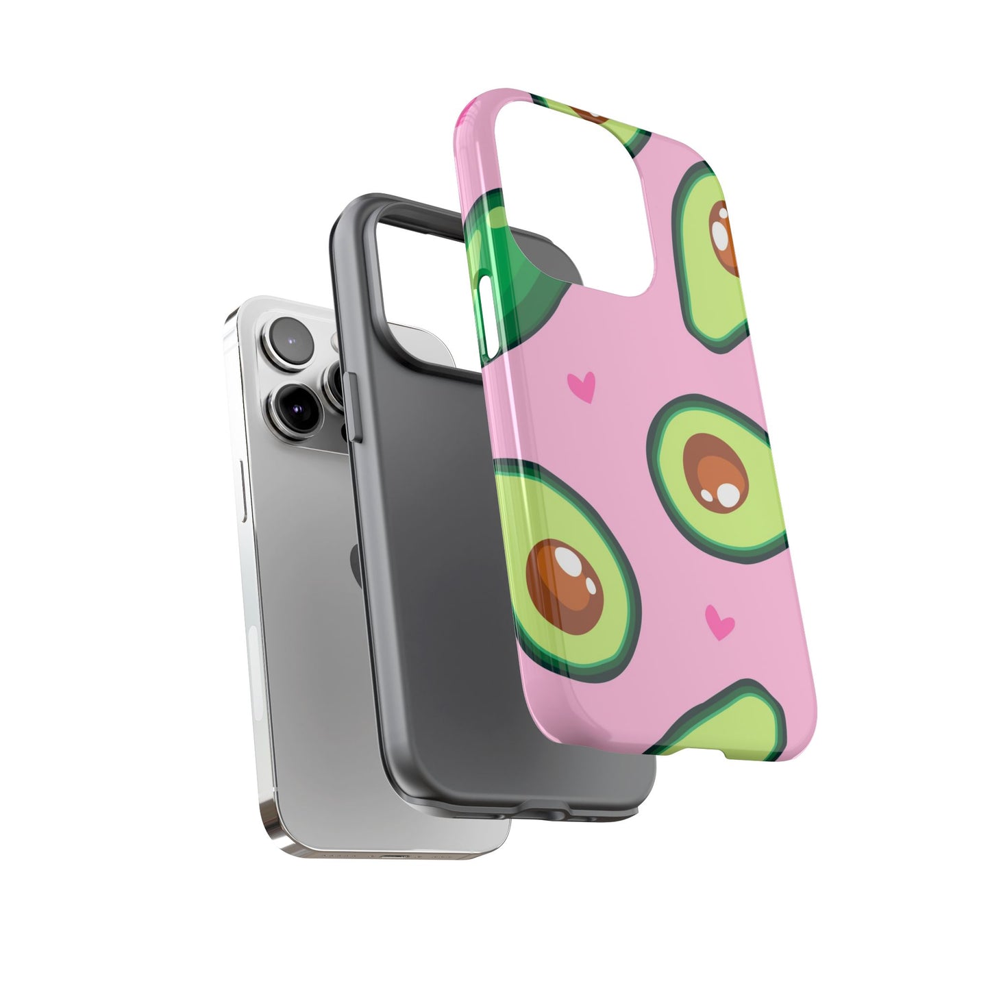 Cute Avocado Phone Case - Tough Cases with Pink Background for Food Lovers