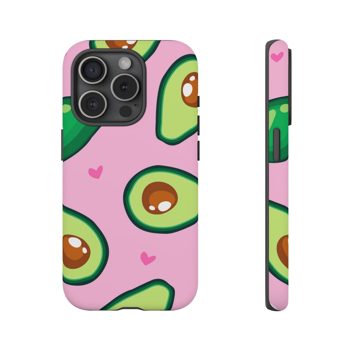 Cute Avocado Phone Case - Tough Cases with Pink Background for Food Lovers