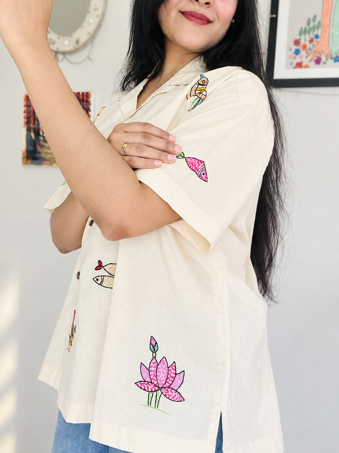 Nokshi Field - Handcrafted Nokshi Embroidery Shirt
