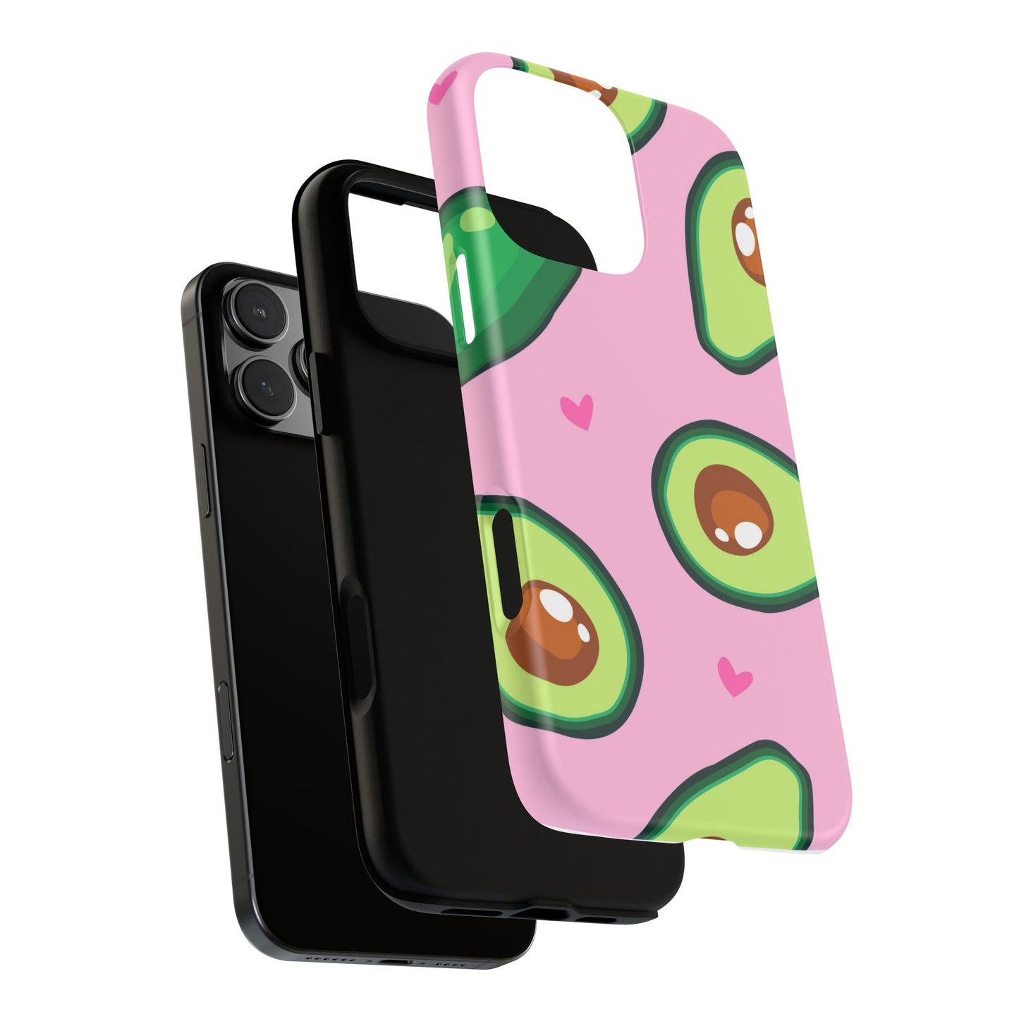 Cute Avocado Phone Case - Tough Cases with Pink Background for Food Lovers