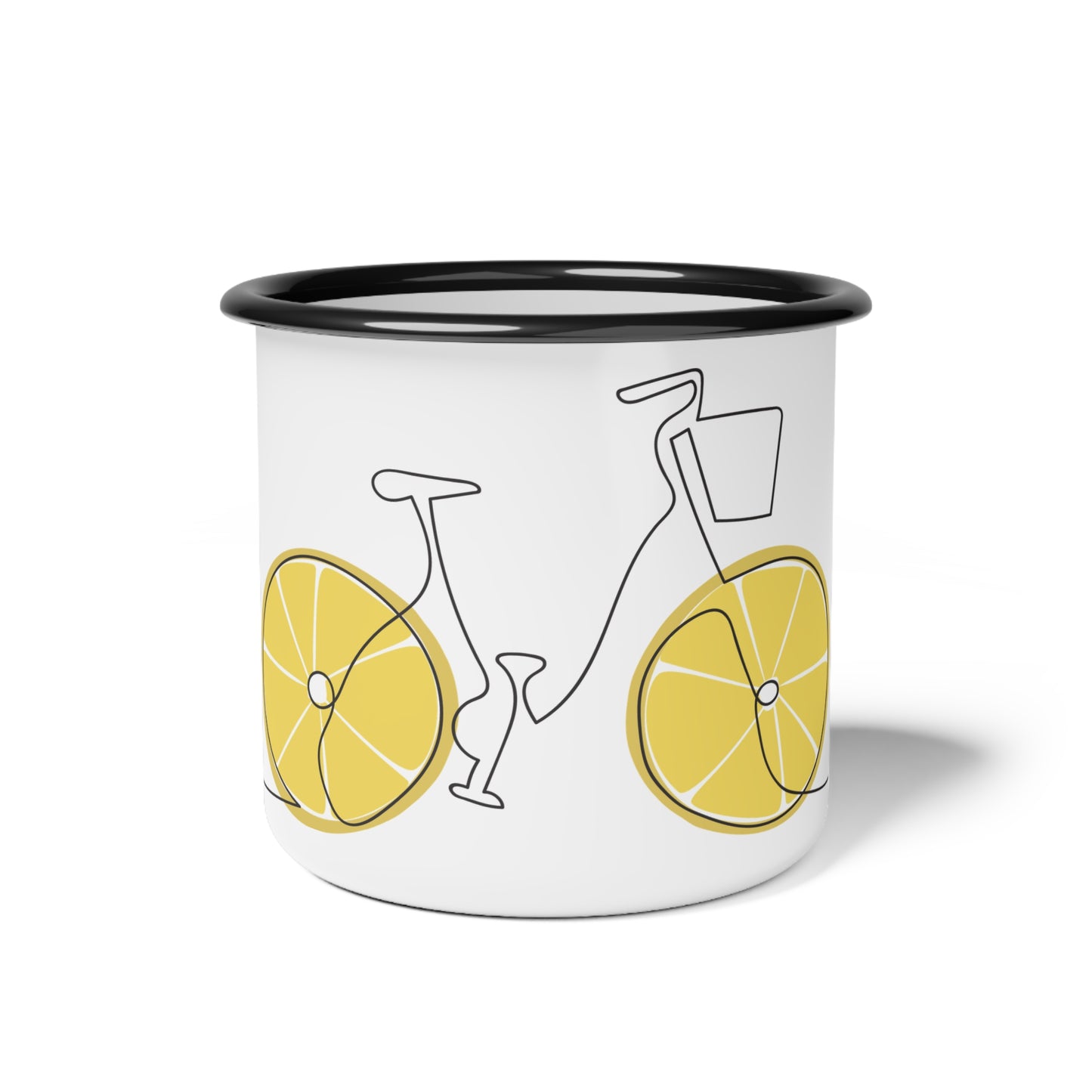 Retro Lemon Bicycle Enamel Camp Cup