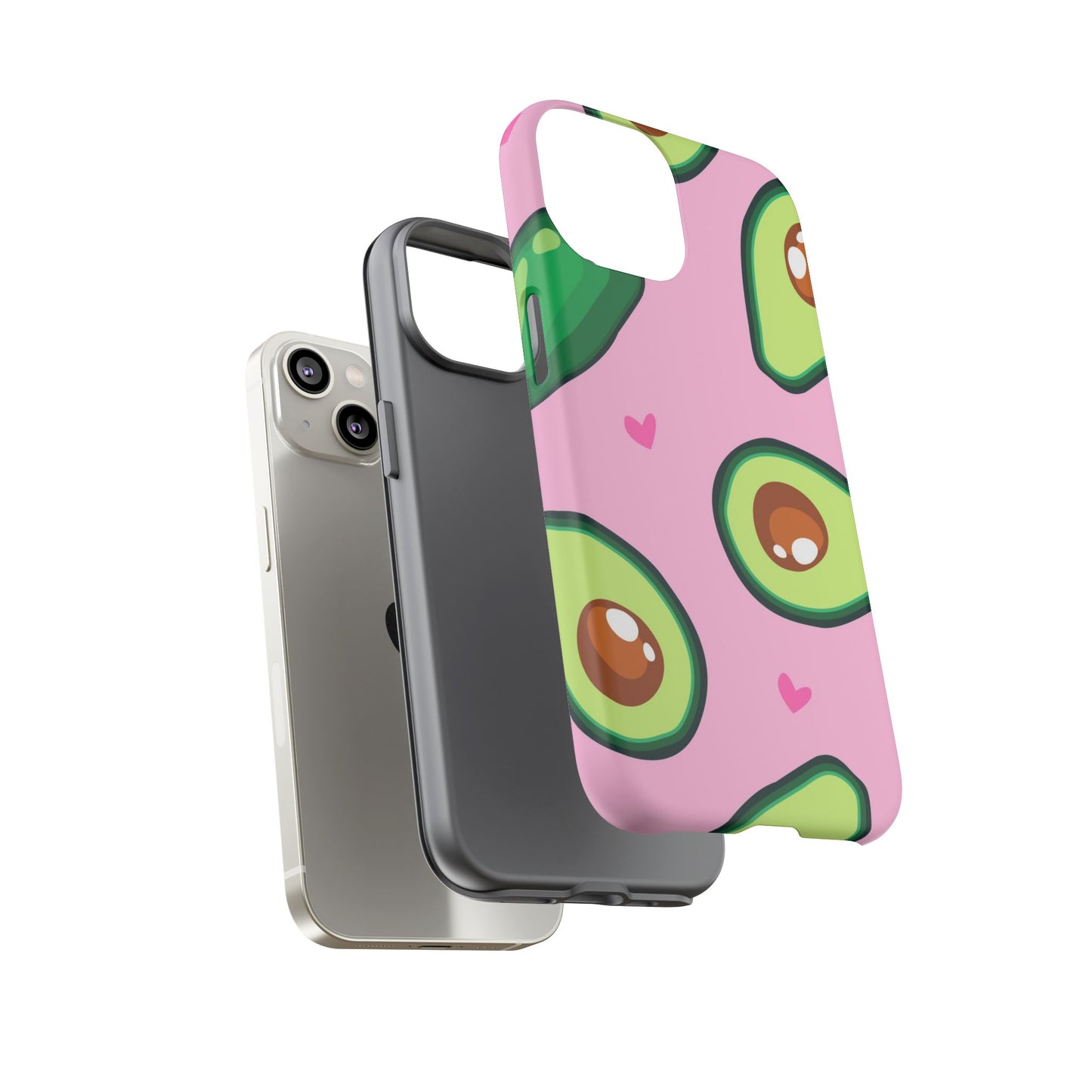 Cute Avocado Phone Case - Tough Cases with Pink Background for Food Lovers