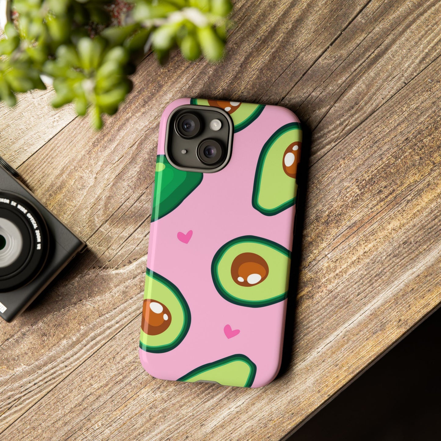 Cute Avocado Phone Case - Tough Cases with Pink Background for Food Lovers