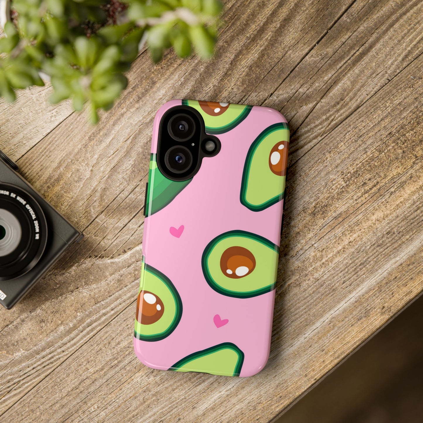 Cute Avocado Phone Case - Tough Cases with Pink Background for Food Lovers