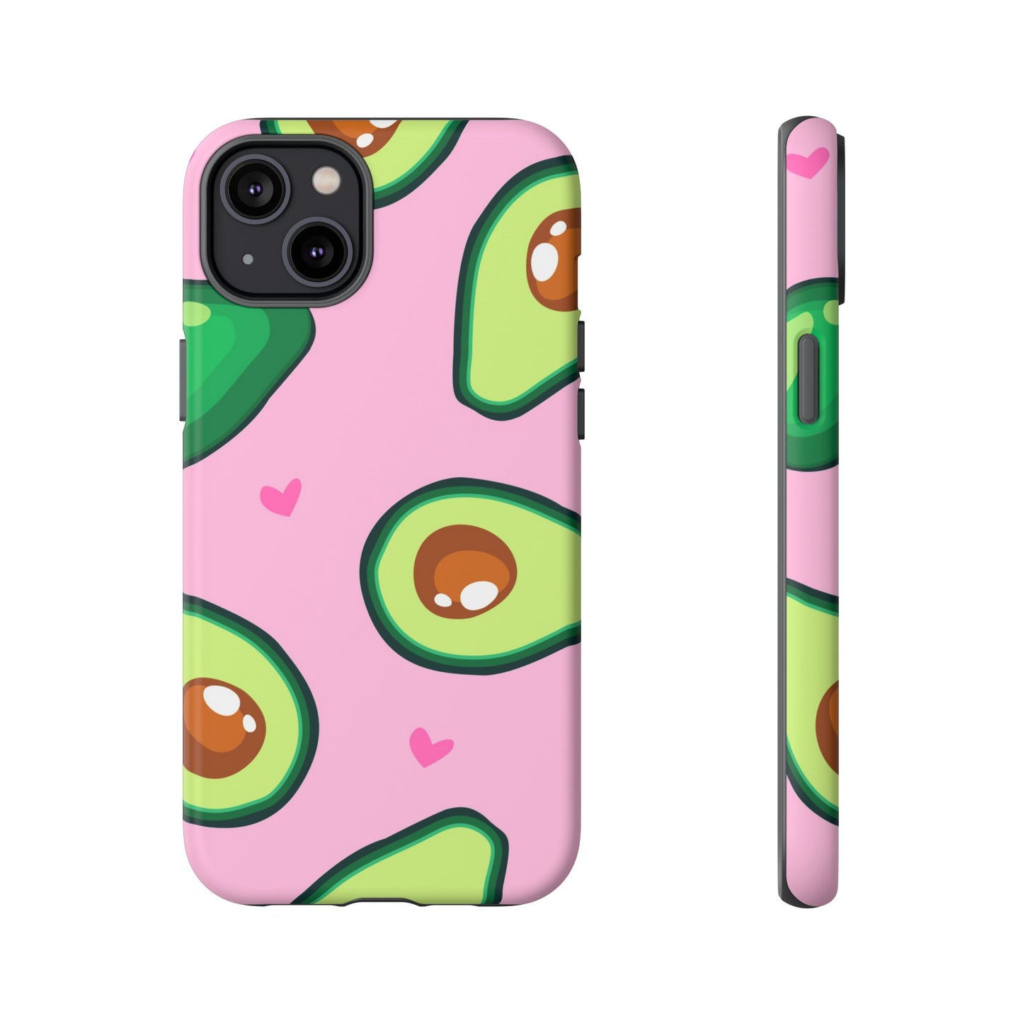 Cute Avocado Phone Case - Tough Cases with Pink Background for Food Lovers