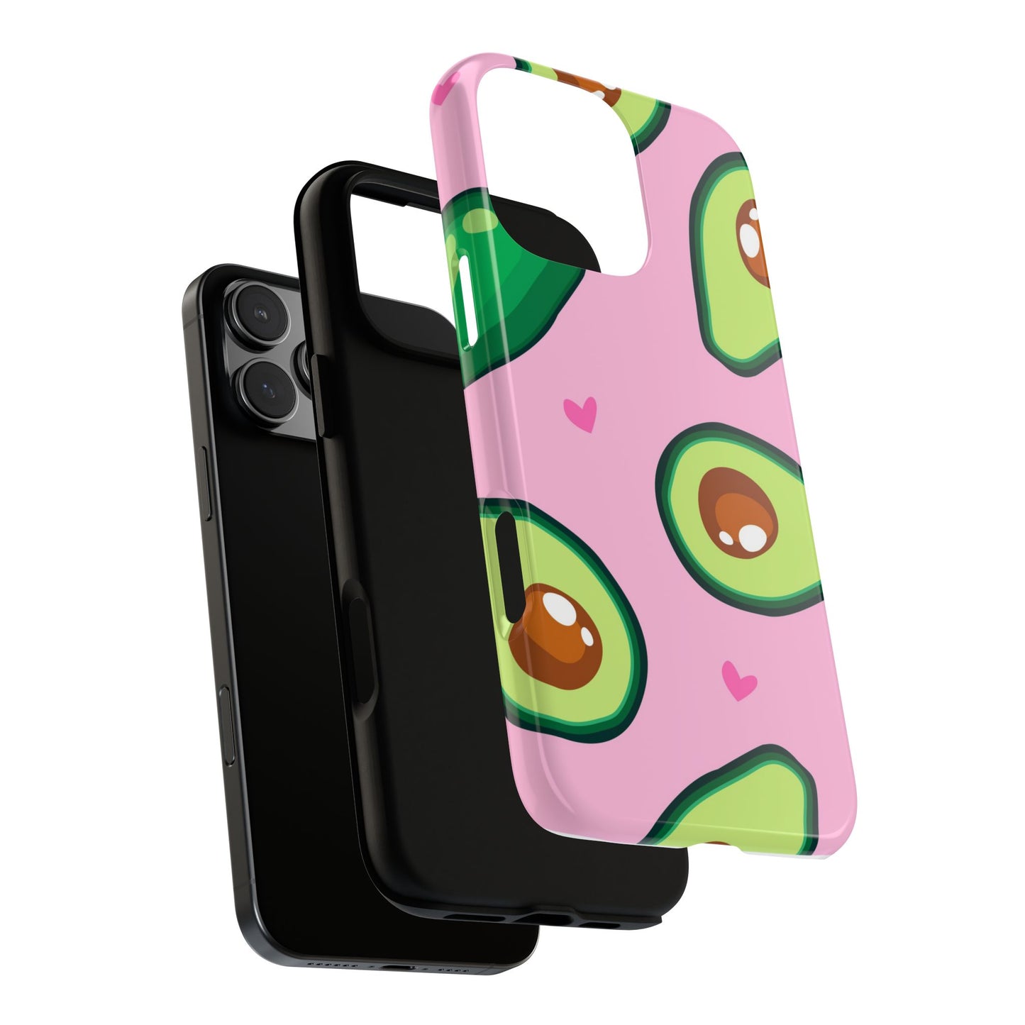 Cute Avocado Phone Case - Tough Cases with Pink Background for Food Lovers